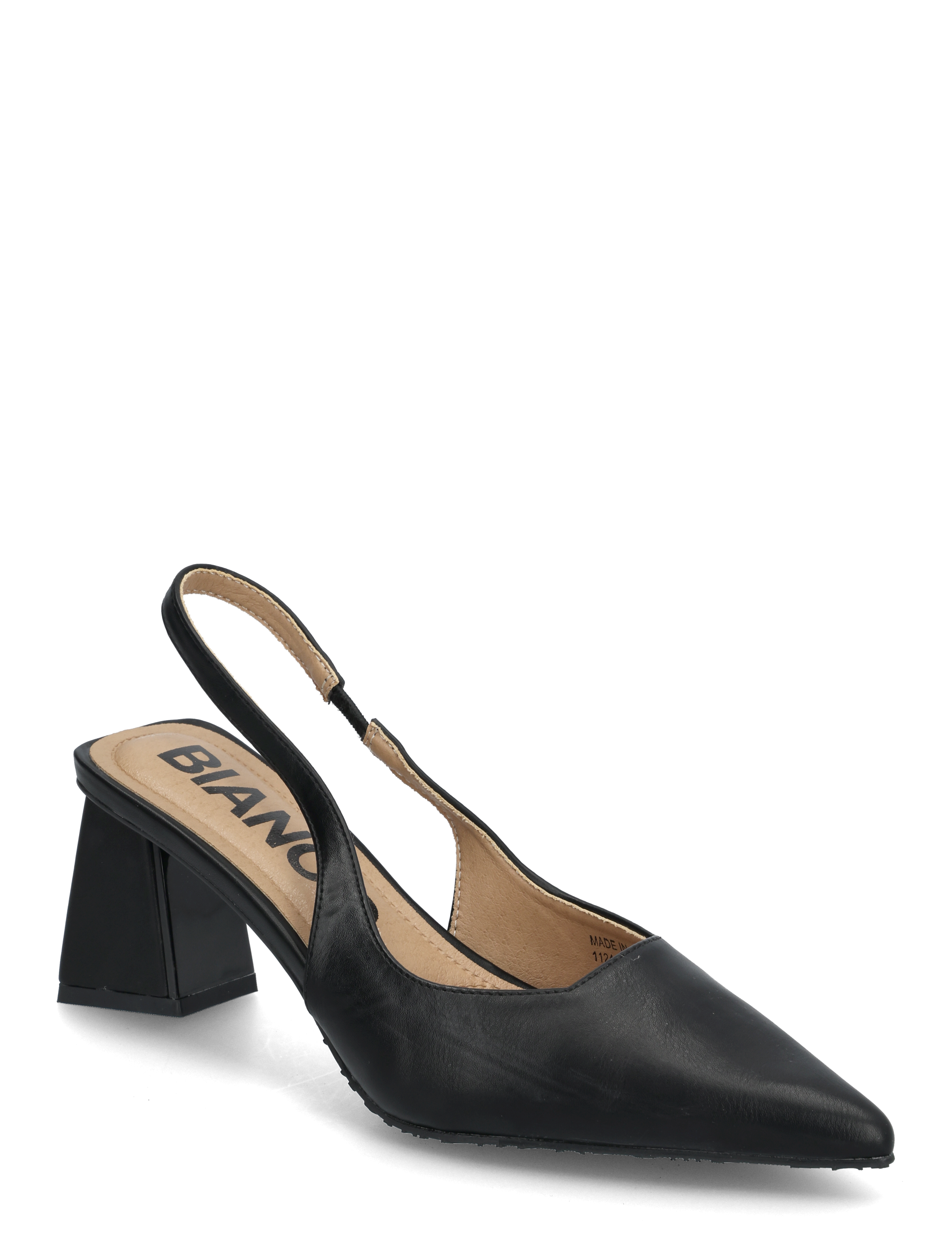 Bianco Biamaralyn Slingback Smooth Faux Leather, Kvinder, Slingback Pumps, Sort, Str: 38
