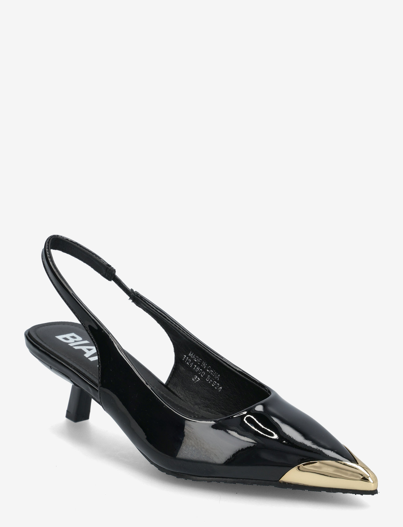 Bianco - BIAKRISTIN Kitten Heel Slingback Metal Toecap Patent - slingbacks korolla - black gold - 1