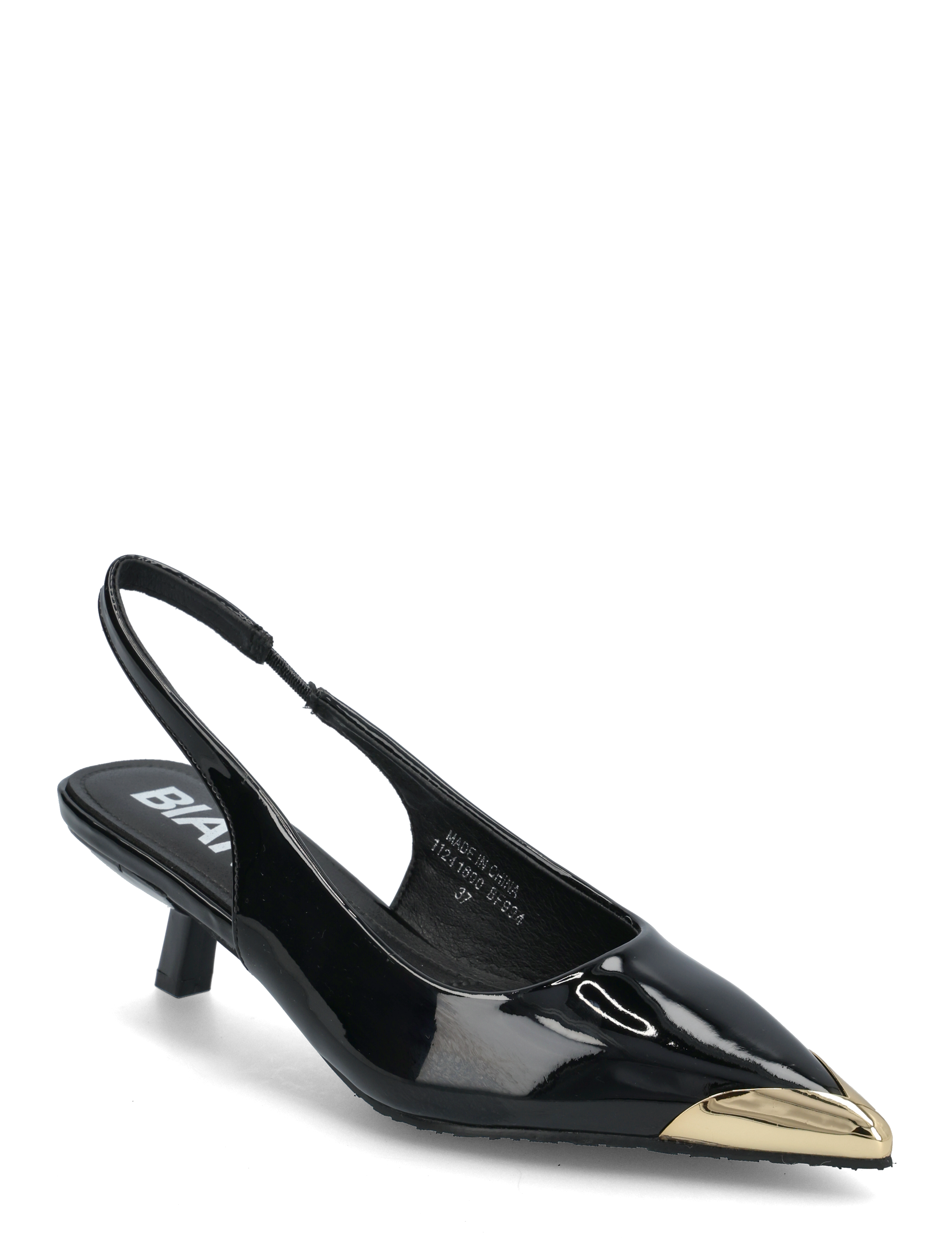 Bianco BIAKRISTIN Kitten Heel Slingback Metal Toecap Patent - Festtøj - BLACK GOLD / black