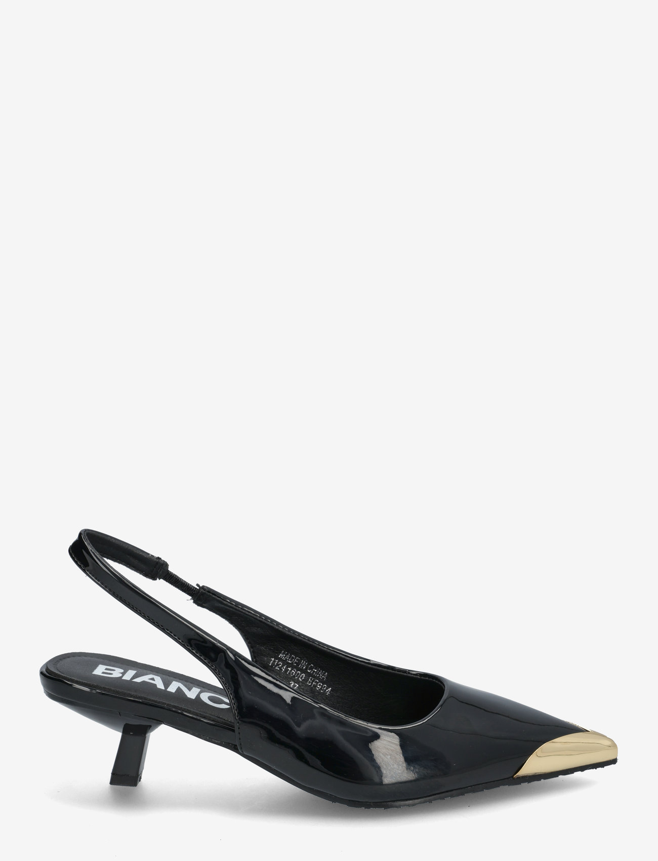 Bianco - BIAKRISTIN Kitten Heel Slingback Metal Toecap Patent - slingbacks korolla - black gold - 2
