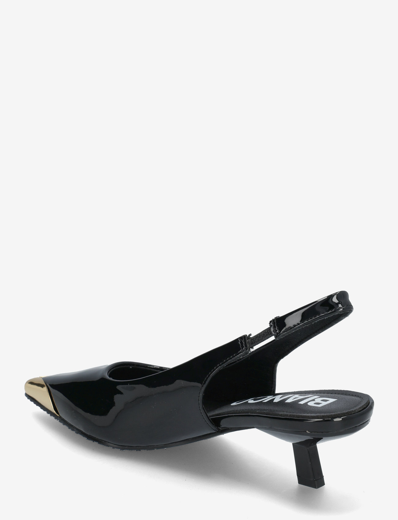 Bianco - BIAKRISTIN Kitten Heel Slingback Metal Toecap Patent - slingbacks korolla - black gold - 3