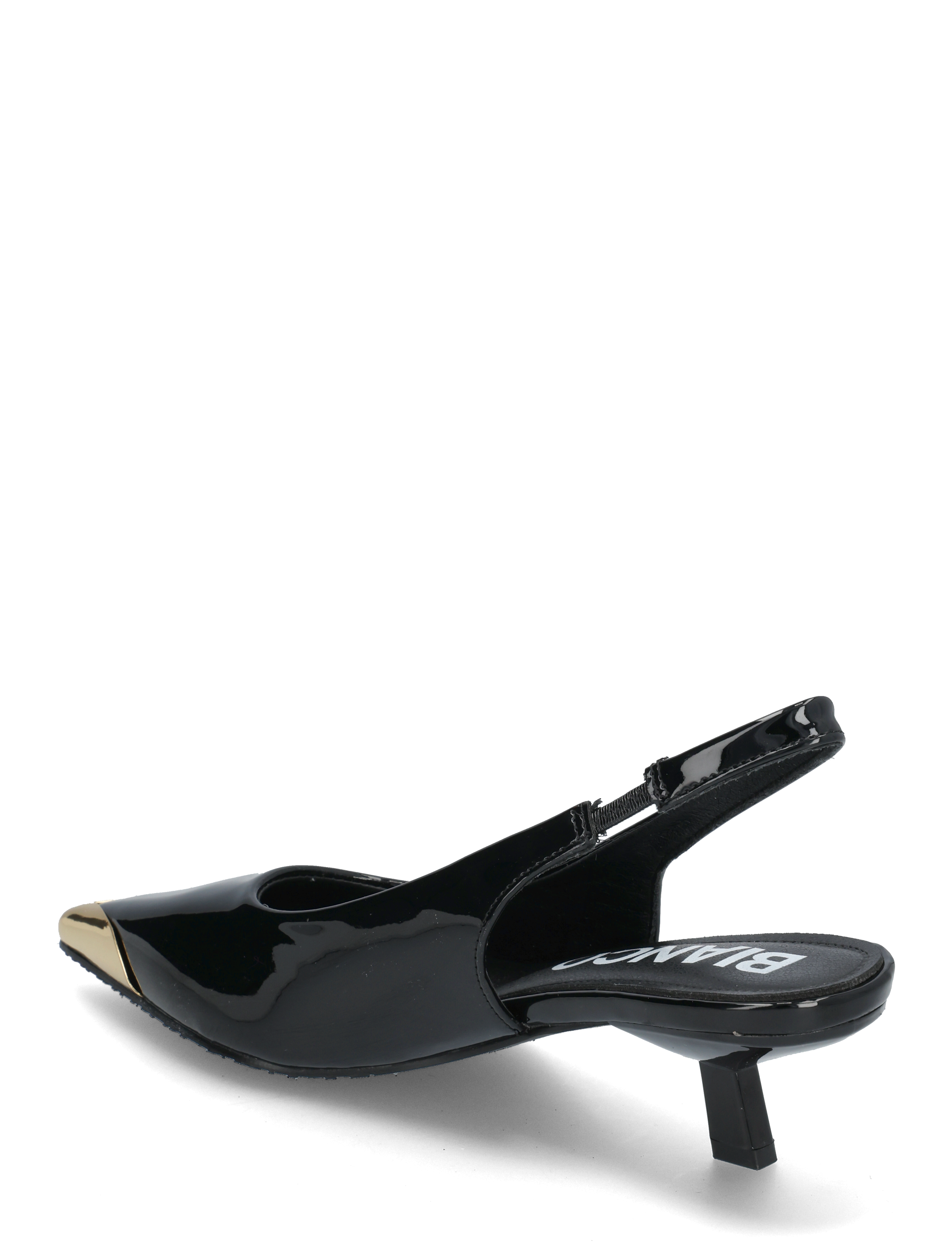 Bianco - BIAKRISTIN Kitten Heel Slingback Metal Toecap Patent - escarpins slingbacks - black gold - 3