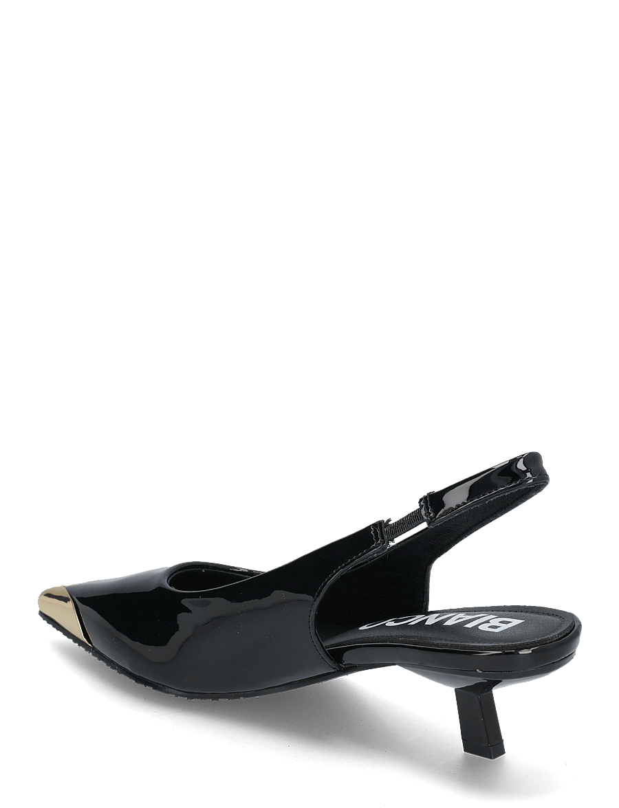 Bianco - BIAKRISTIN Kitten Heel Slingback Metal Toecap Patent - escarpins slingbacks - black gold - 3