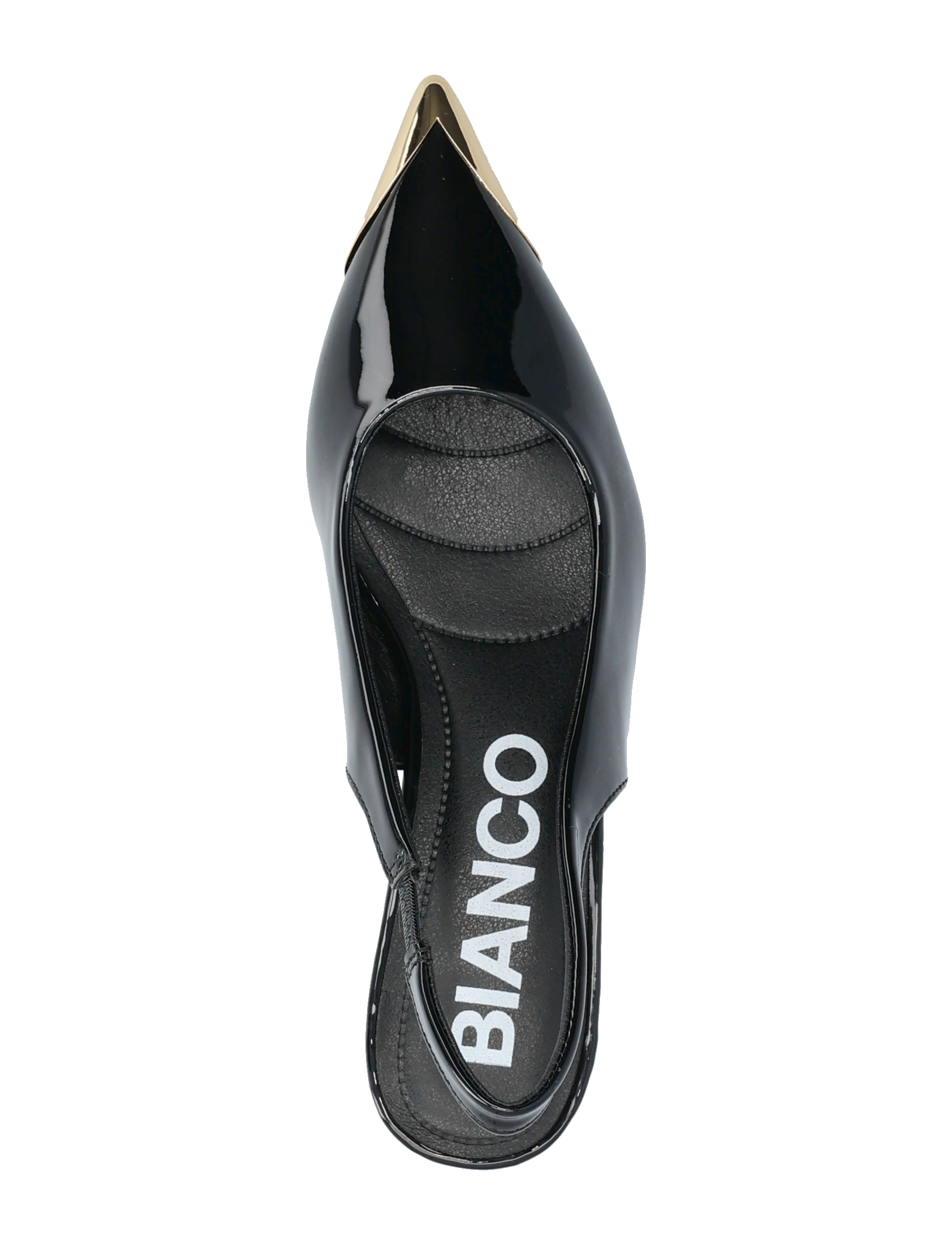 Bianco - BIAKRISTIN Kitten Heel Slingback Metal Toecap Patent - escarpins slingbacks - black gold - 4
