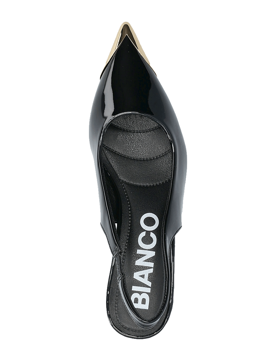 Bianco - BIAKRISTIN Kitten Heel Slingback Metal Toecap Patent - escarpins slingbacks - black gold - 4