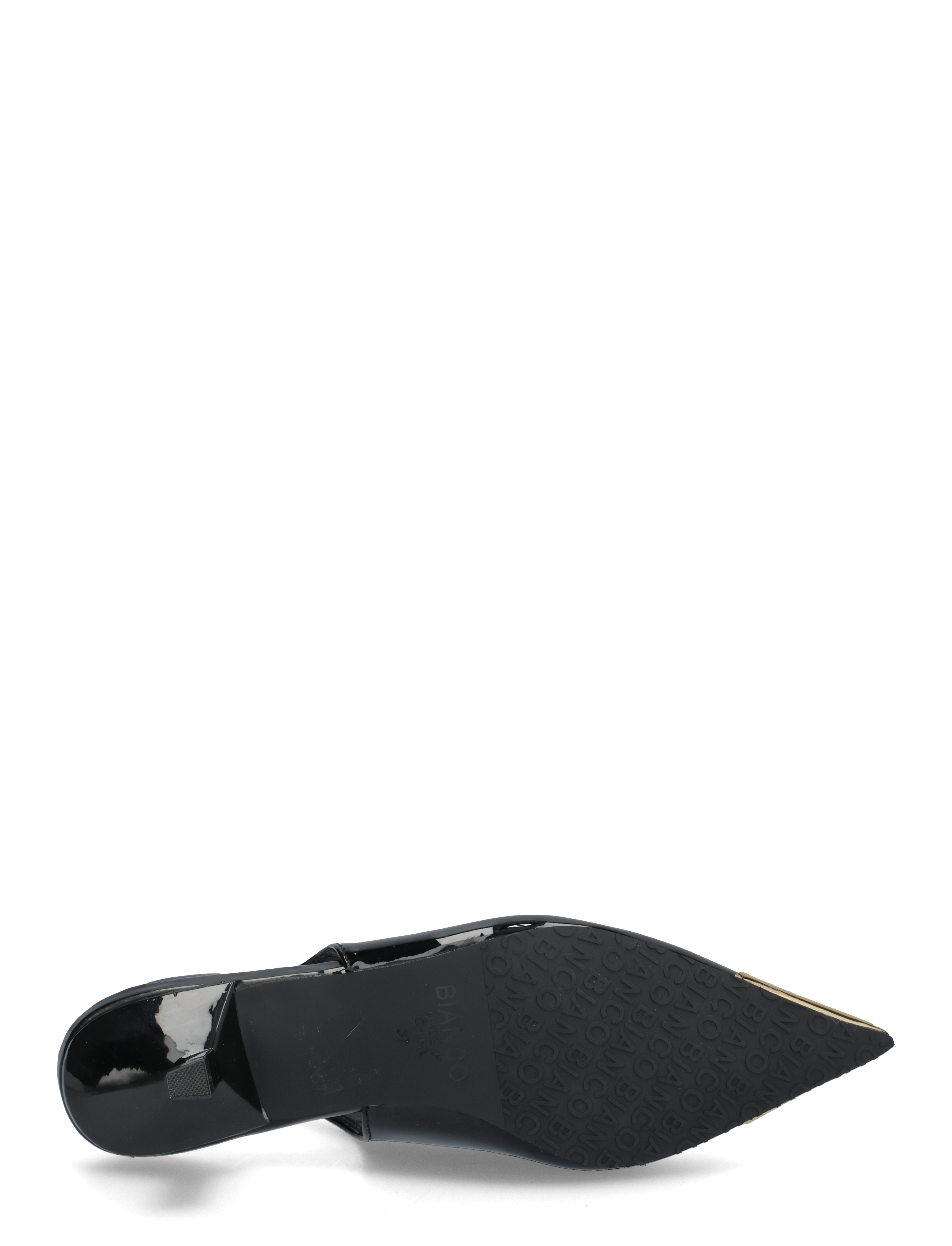Bianco - BIAKRISTIN Kitten Heel Slingback Metal Toecap Patent - escarpins slingbacks - black gold - 5
