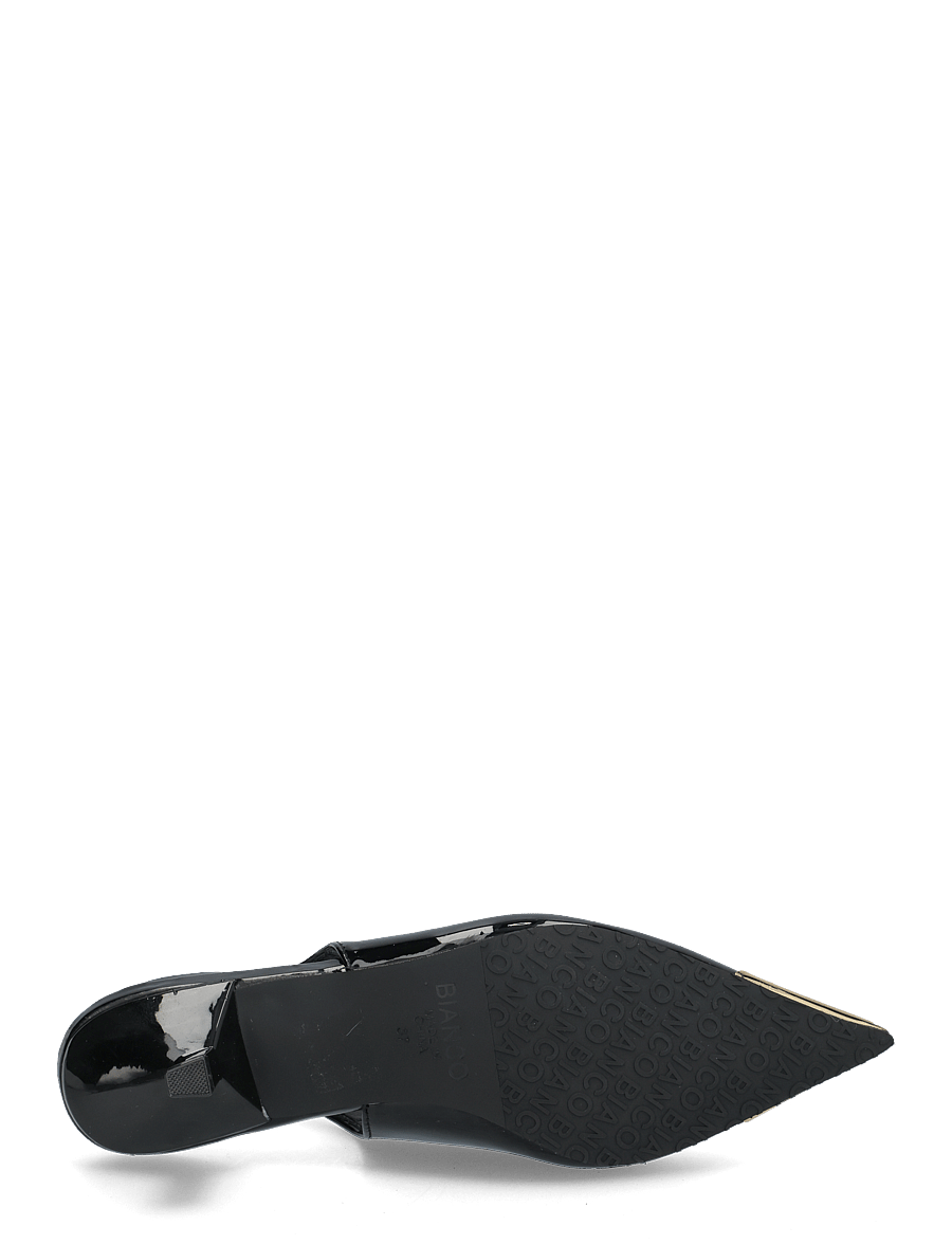 Bianco - BIAKRISTIN Kitten Heel Slingback Metal Toecap Patent - escarpins slingbacks - black gold - 5