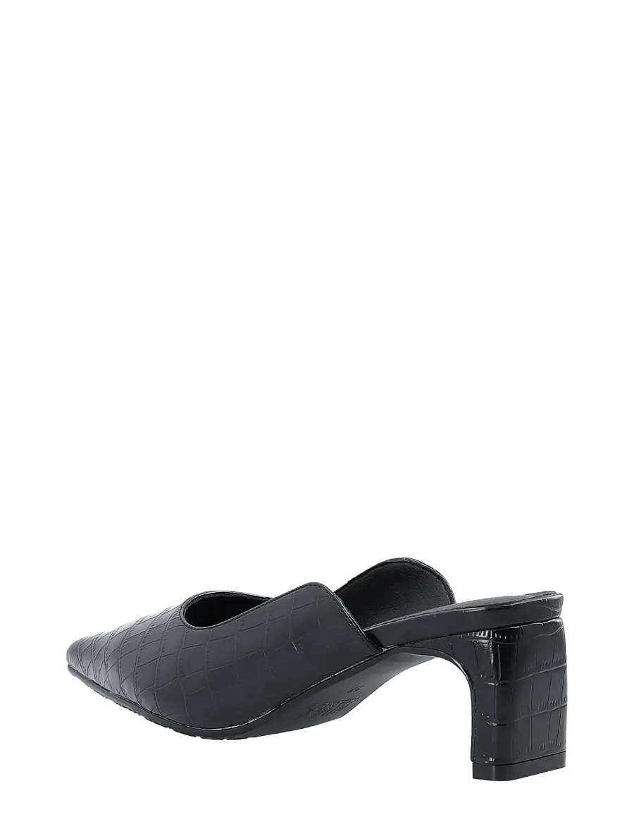 Bianco - Rowe Heel Cutline Mule #C - black croco - 2