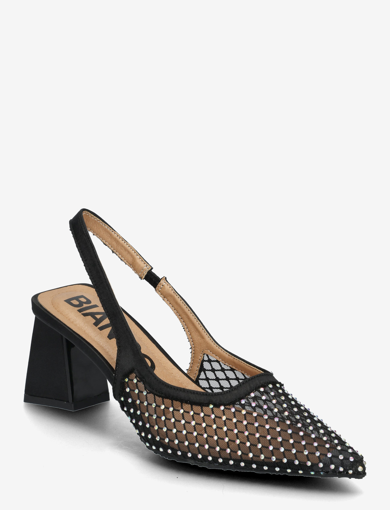 Bianco - BIAMARALYN Slingback Rhinestone Mesh - slingbacks med hæle - black - 0
