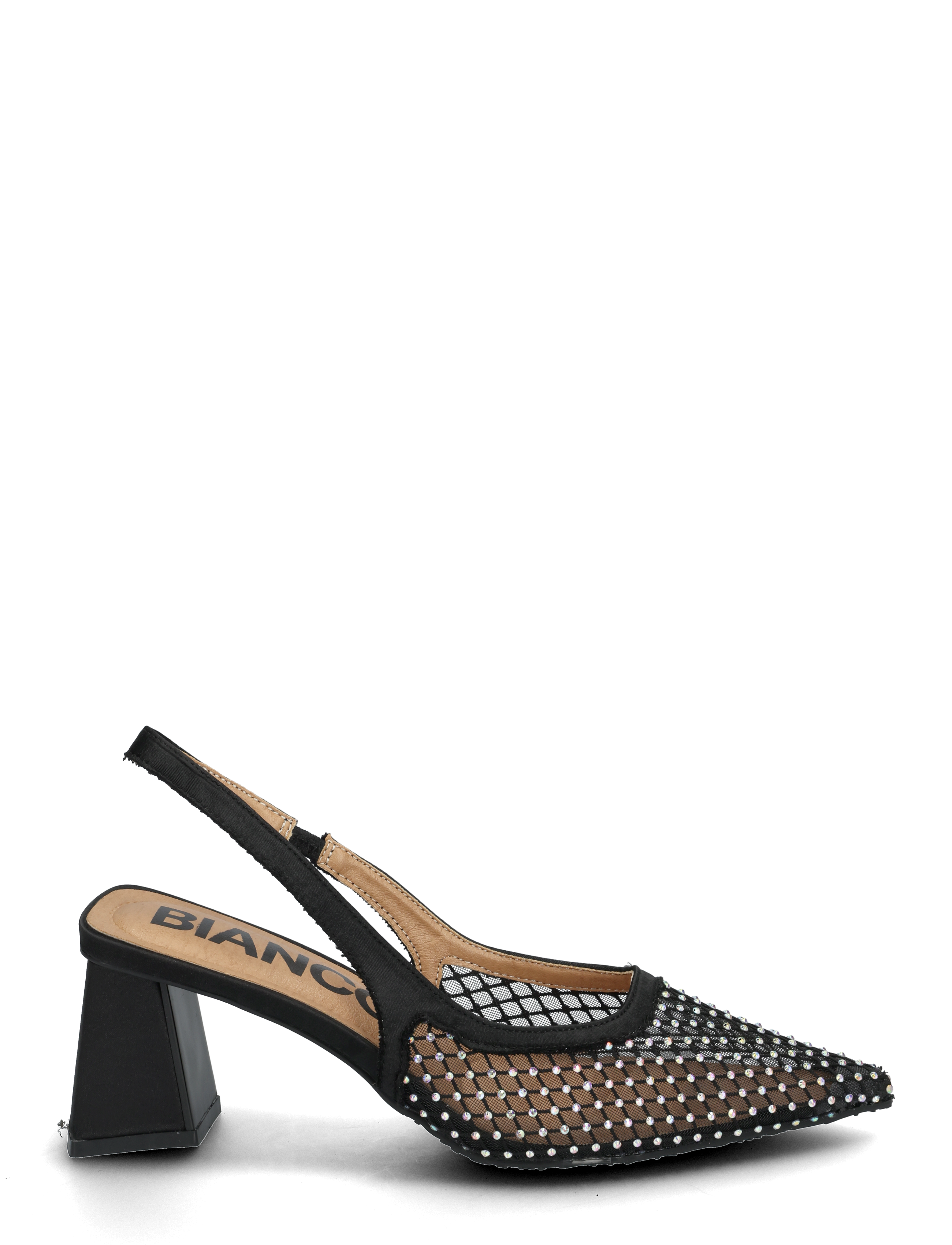 Bianco - BIAMARALYN Slingback Rhinestone Mesh - slingbacks mit absatz - black - 1