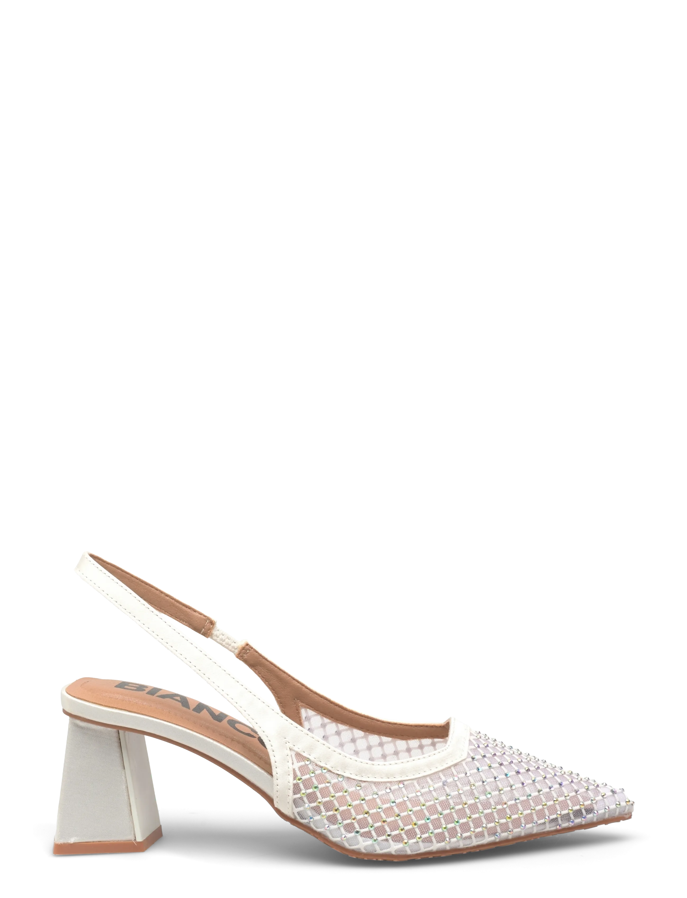 Bianco - BIAMARALYN Slingback Rhinestone Mesh - högklackade slingbacks - off white - 1