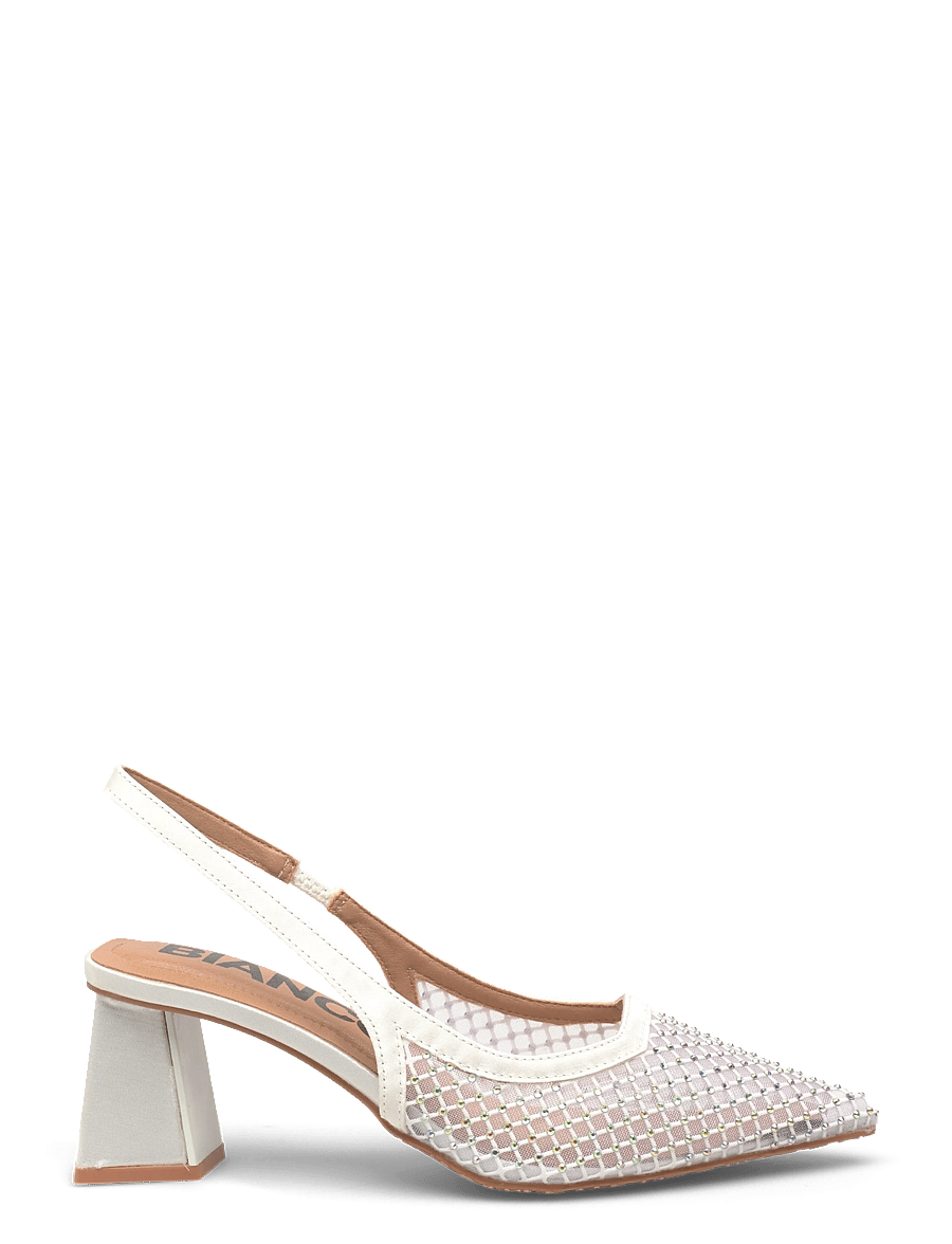Bianco - BIAMARALYN Slingback Rhinestone Mesh - slingbacks met hak - off white - 1