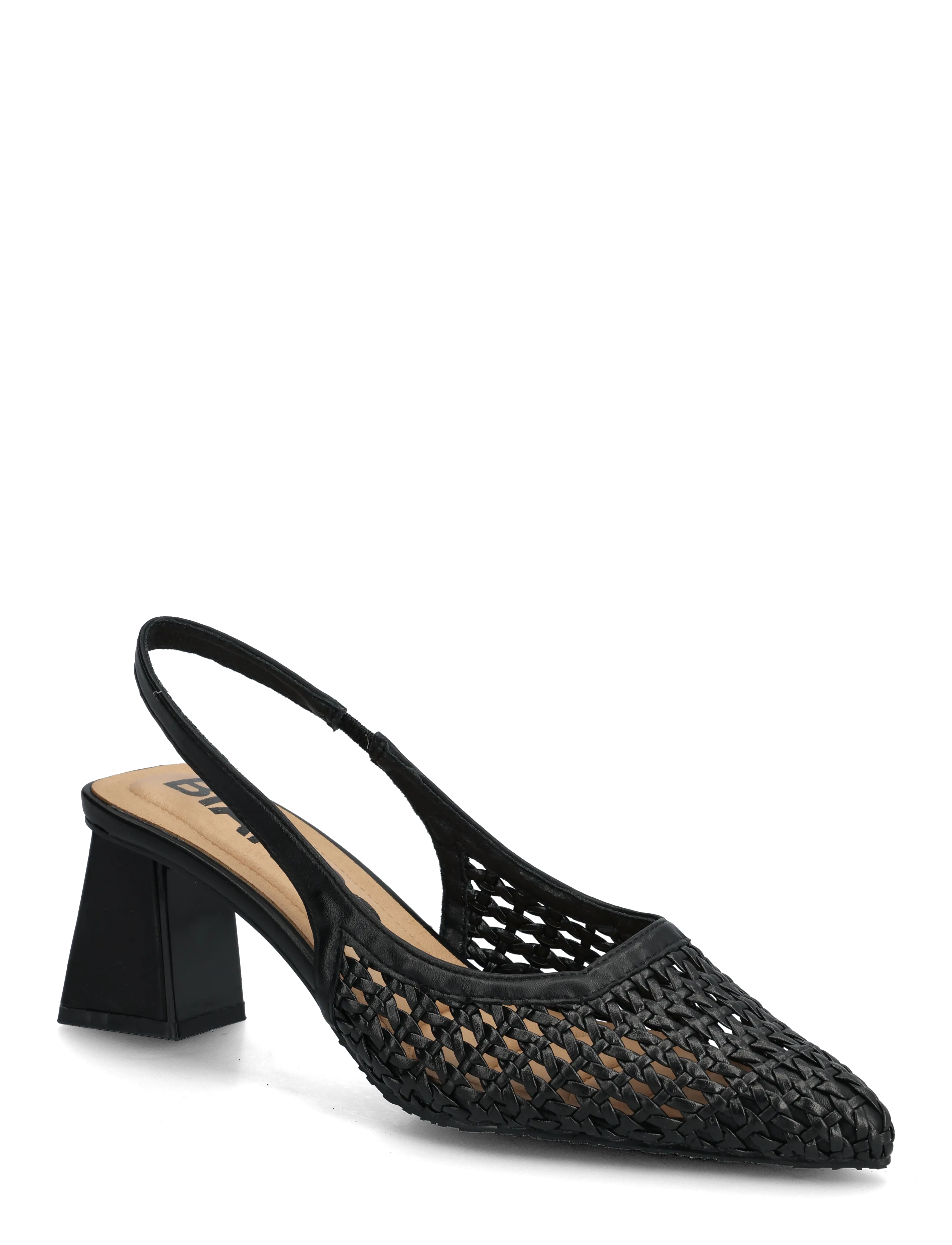 Bianco BIAMARALYN Slingback Weaved Faux Leather - Slingbacks mit Absatz - BLACK / black