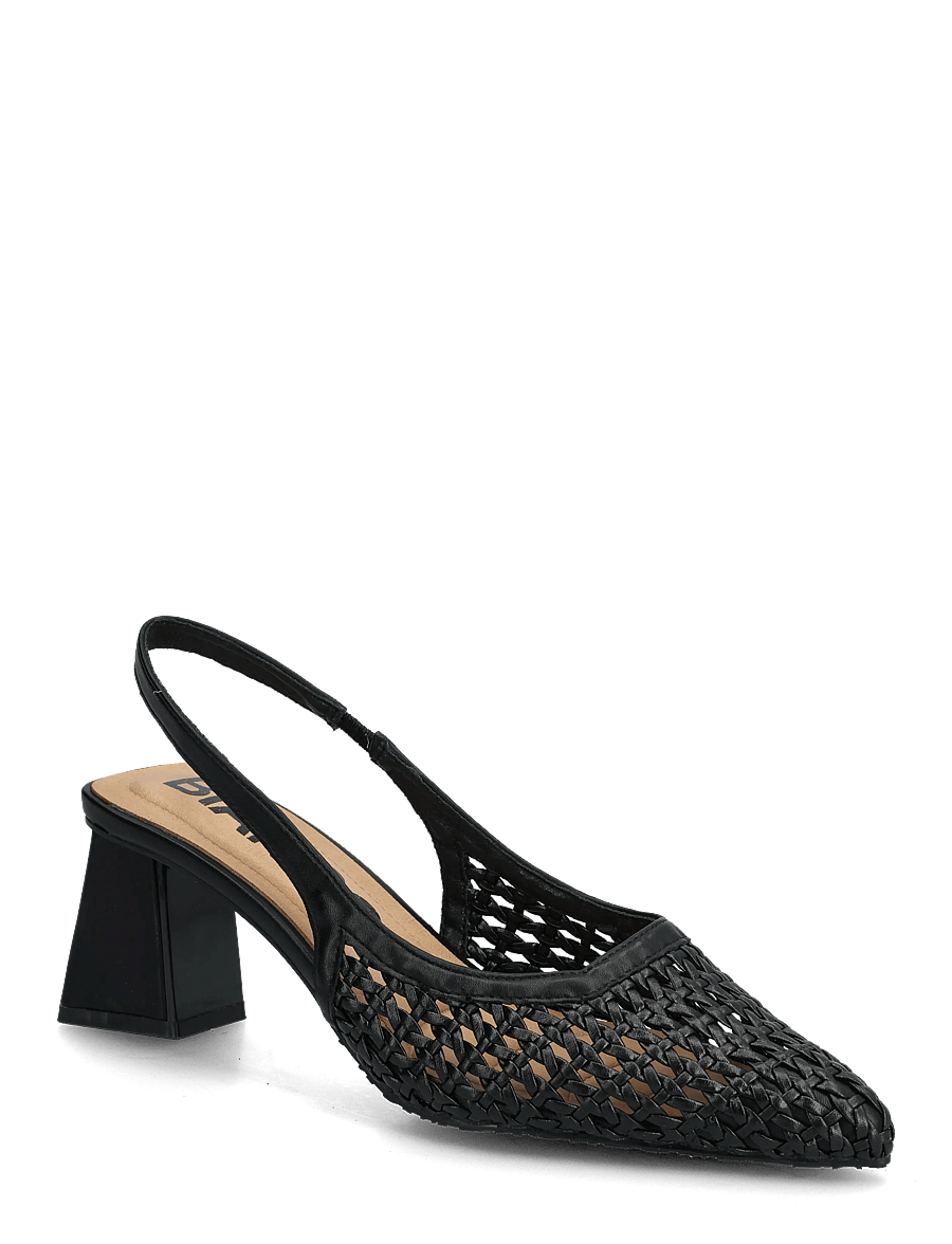 Bianco - BIAMARALYN Slingback Weaved Faux Leather - högklackade slingbacks - black - 1