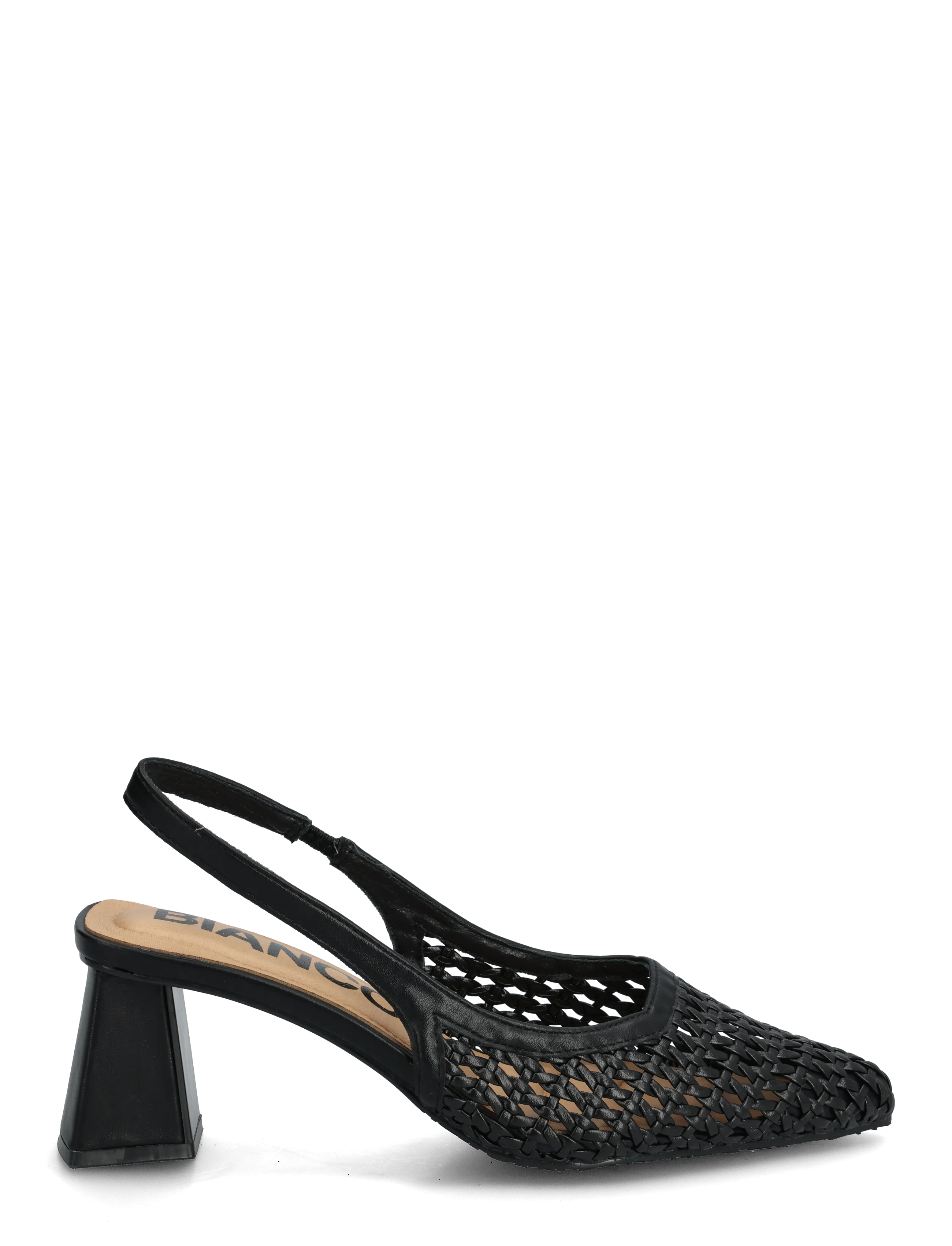 Bianco - BIAMARALYN Slingback Weaved Faux Leather - slingbacks med hæle - black - 2
