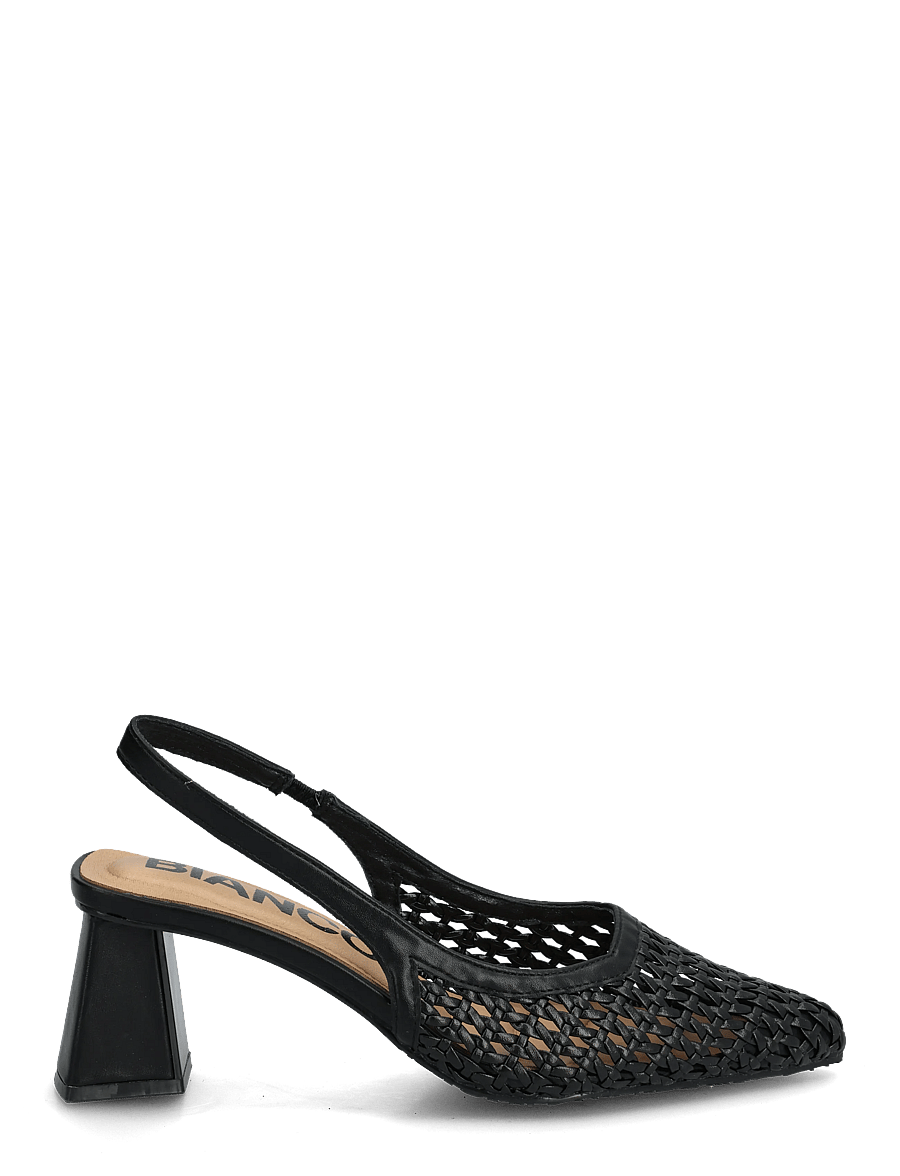 Bianco - BIAMARALYN Slingback Weaved Faux Leather - högklackade slingbacks - black - 2