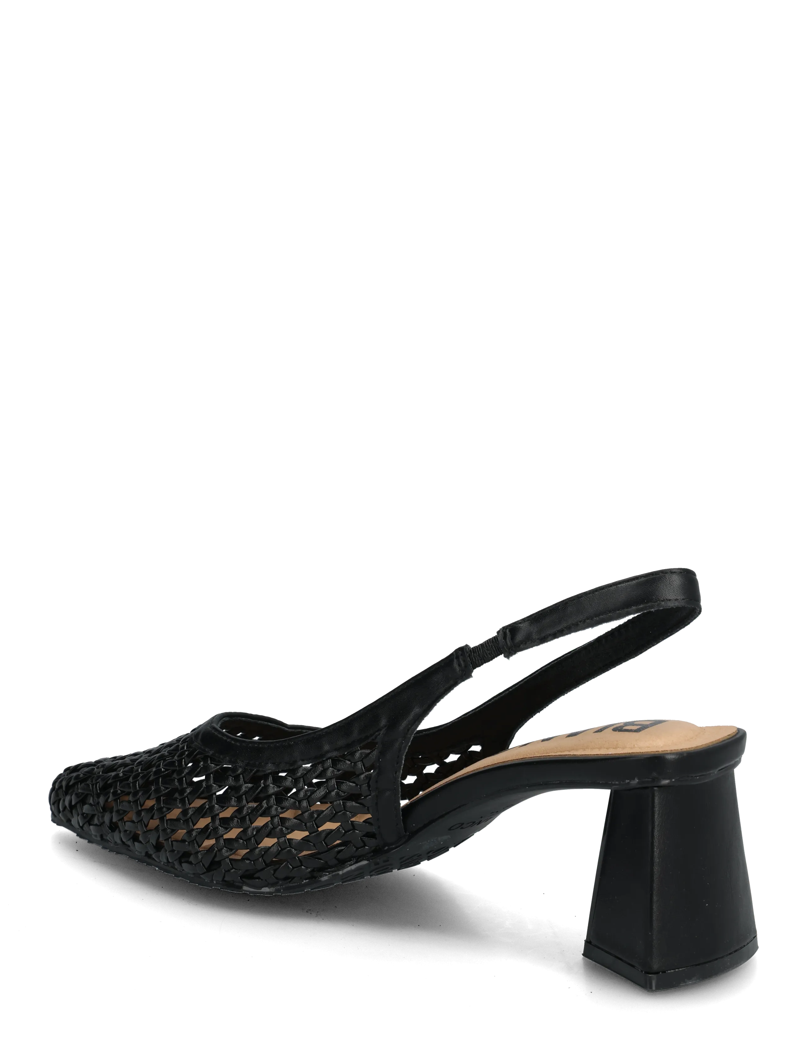 Bianco - BIAMARALYN Slingback Weaved Faux Leather - slingbacks med hæle - black - 3