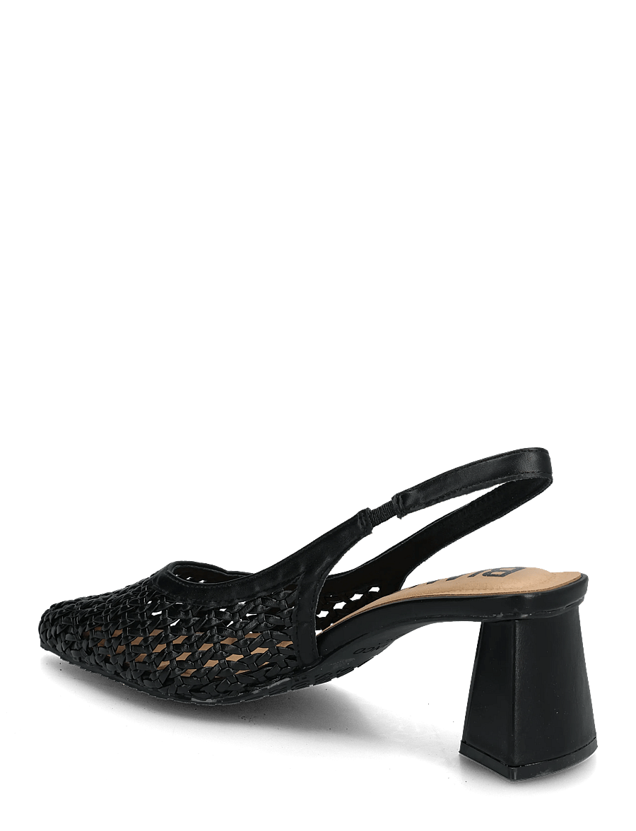 Bianco - BIAMARALYN Slingback Weaved Faux Leather - högklackade slingbacks - black - 3
