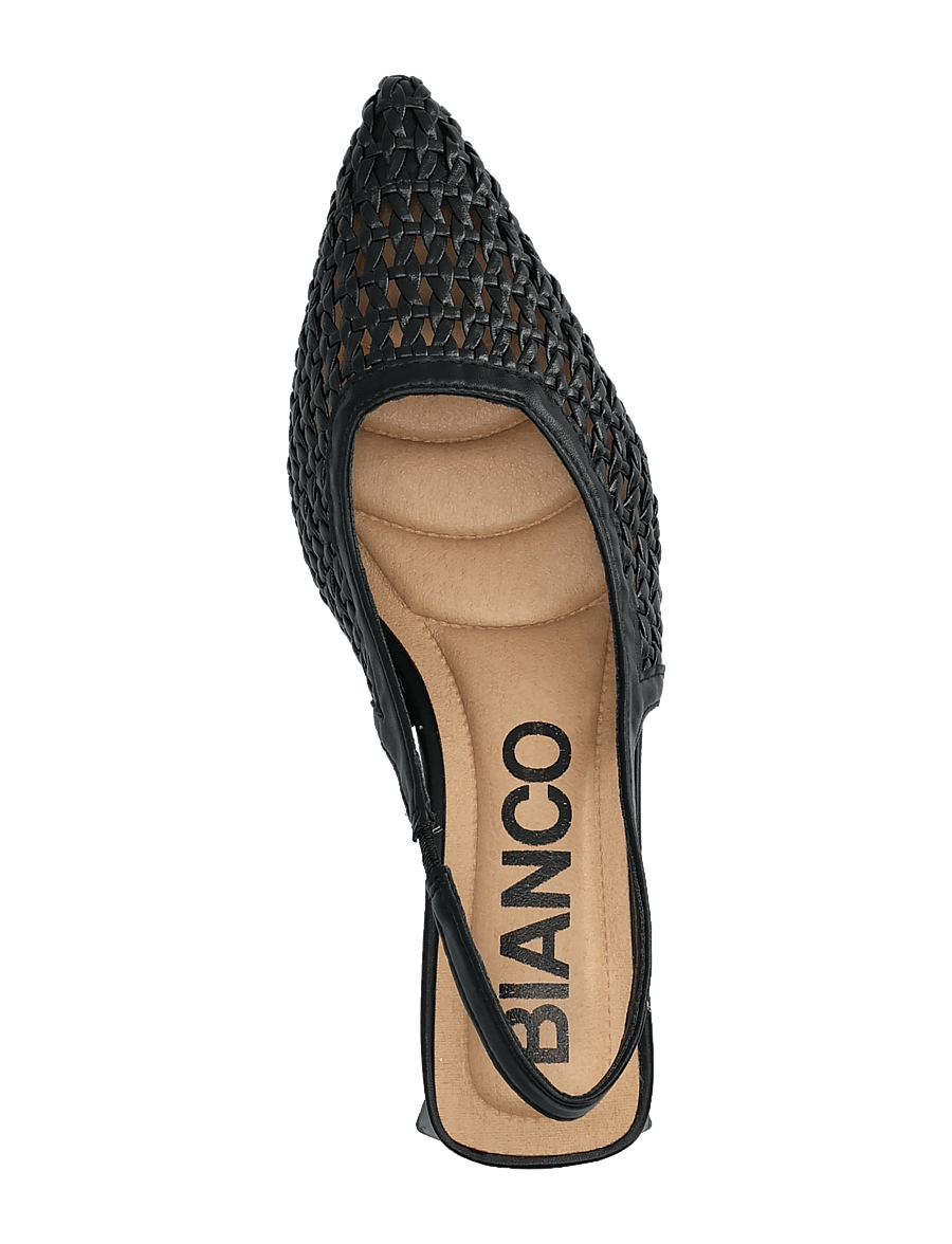 Bianco - BIAMARALYN Slingback Weaved Faux Leather - högklackade slingbacks - black - 4