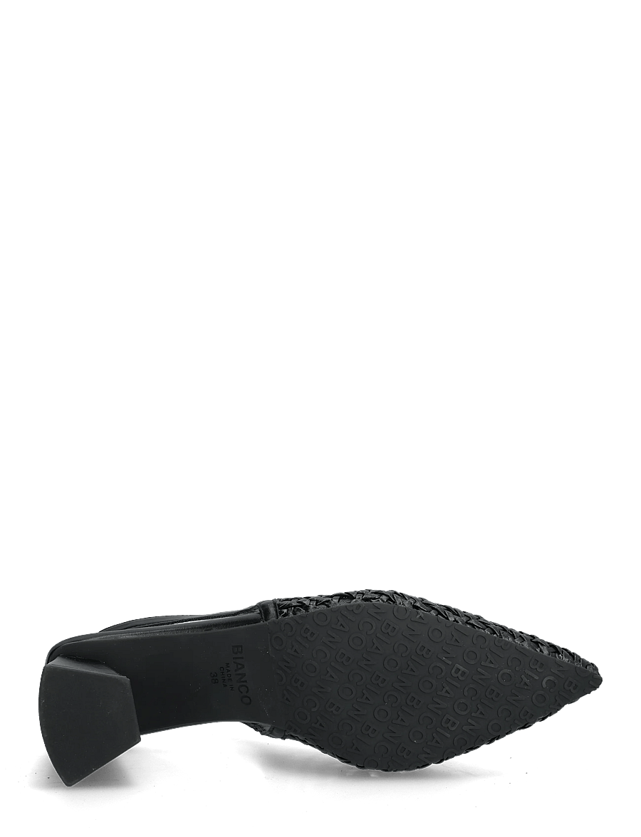 Bianco - BIAMARALYN Slingback Weaved Faux Leather - högklackade slingbacks - black - 5