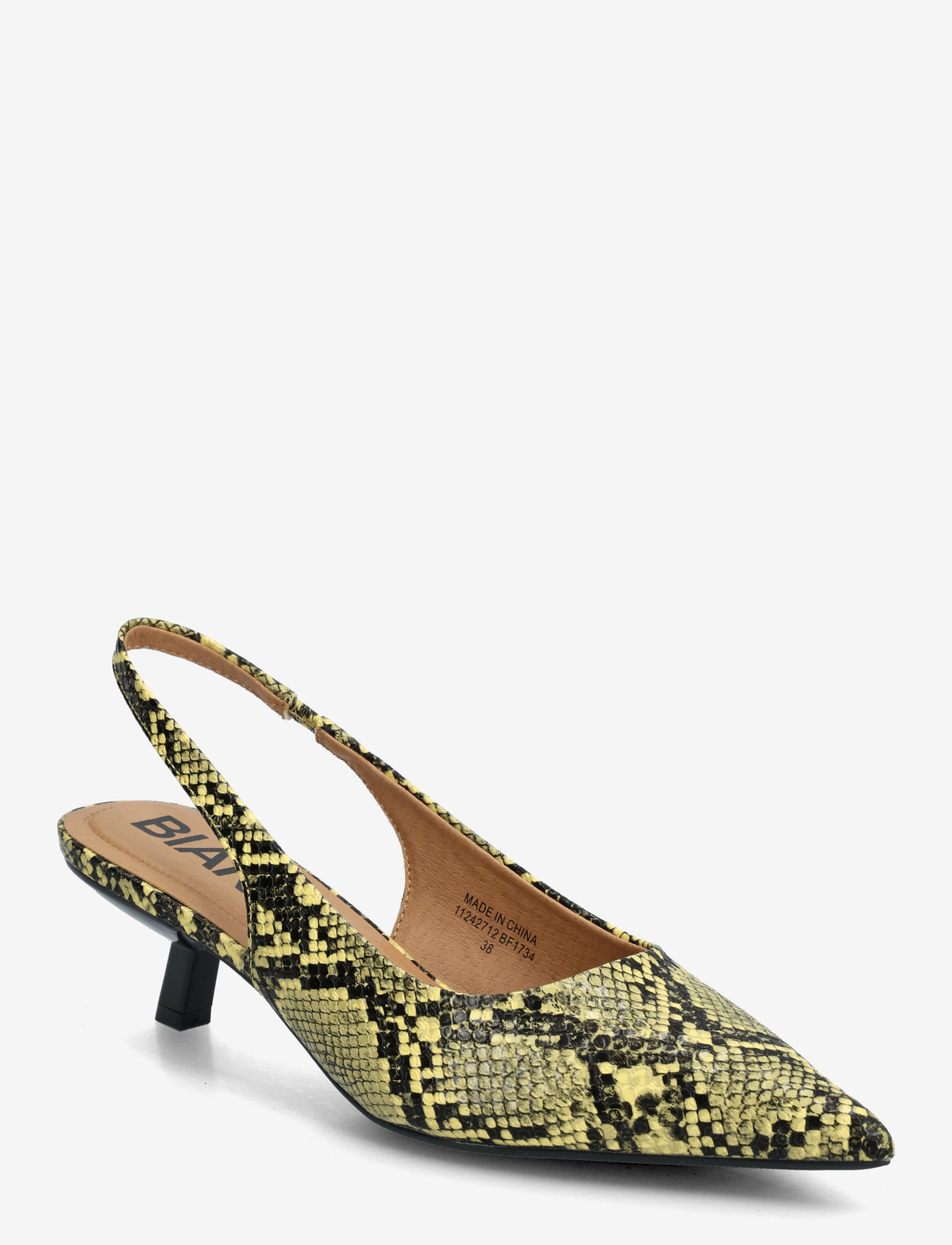 Bianco - BIAKRISTIN Kitten Heel Slingback Faux Leather - slingbacks med hæle - yellow snake - 0