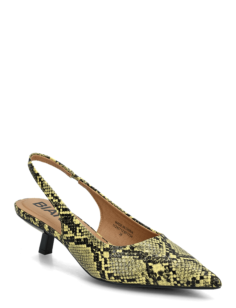 Bianco - BIAKRISTIN Kitten Heel Slingback Faux Leather - slingbacks med hæle - yellow snake - 0