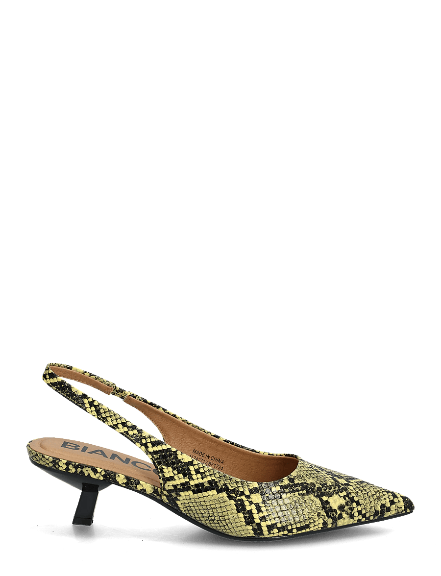 Bianco - BIAKRISTIN Kitten Heel Slingback Faux Leather - aukštakulnės basutės atviru kulnu - yellow snake - 1