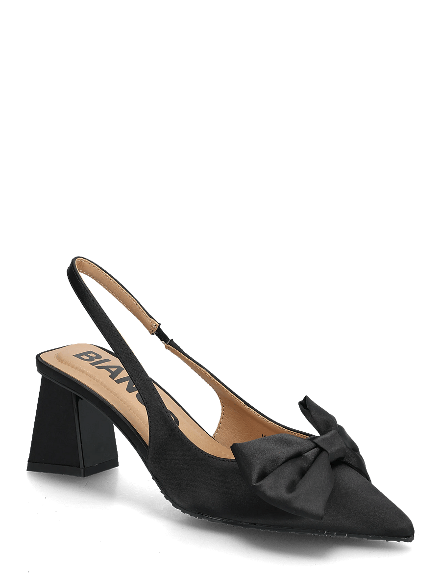 Bianco - BIAMARALYN Slingback Bow Satin - slingbacks mit absatz - black - 0
