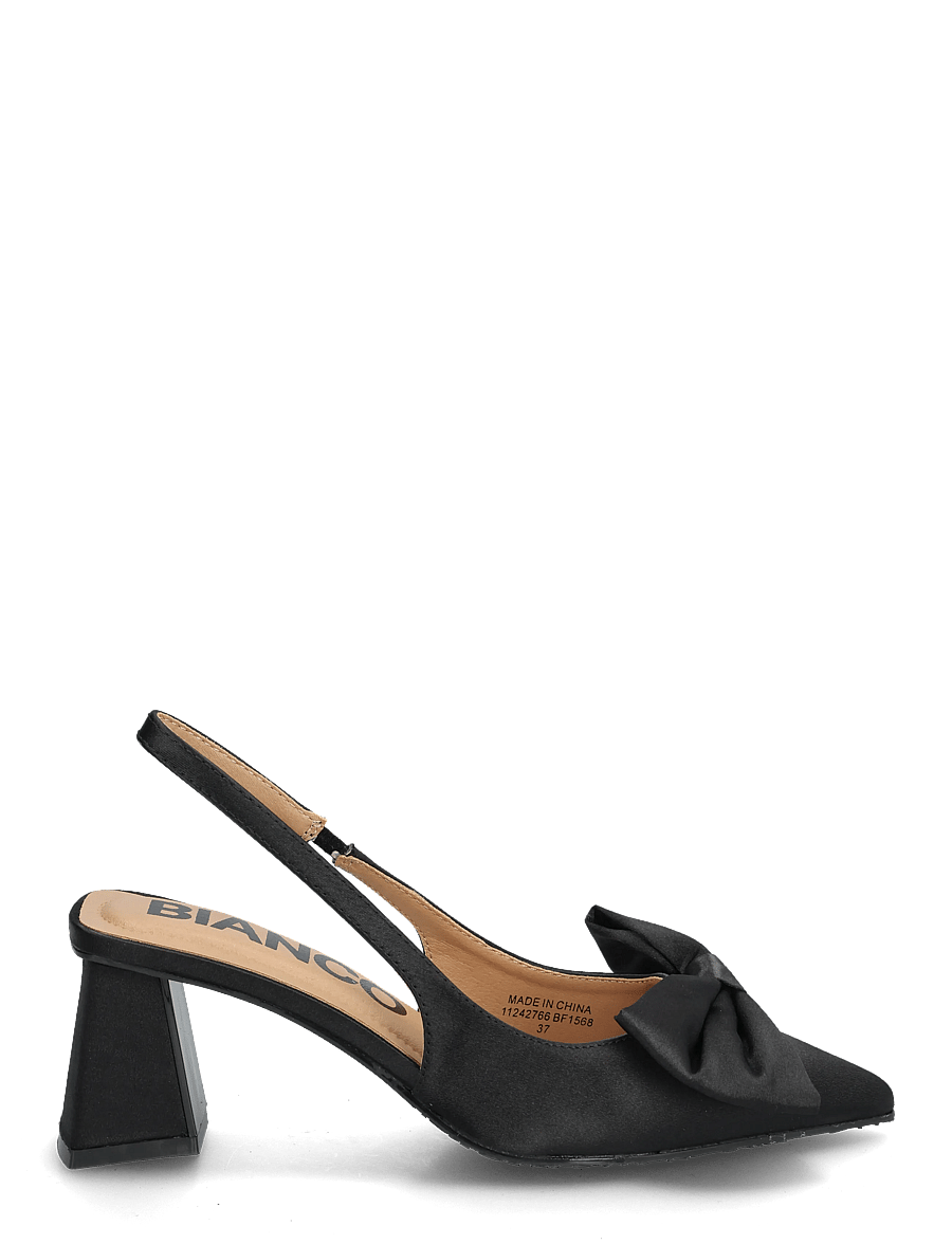 Bianco - BIAMARALYN Slingback Bow Satin - slingbacks mit absatz - black - 1