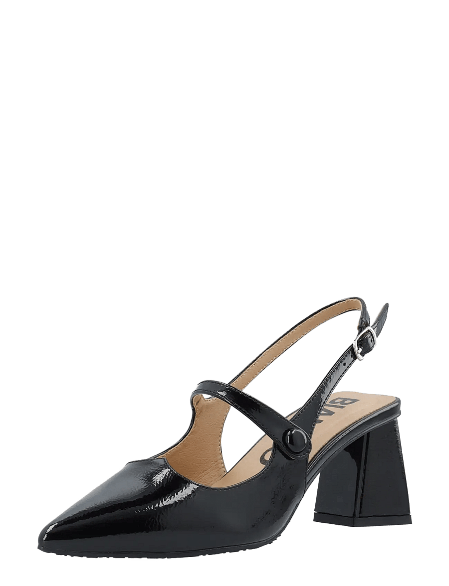 Bianco - BIAMARALYN Heart Mary Jane Slingback Faux Leather - högklackade slingbacks - black patent - 0