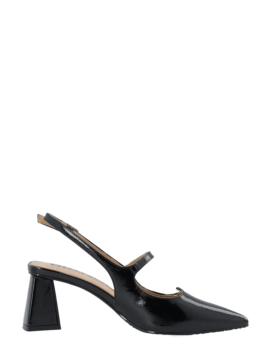 Bianco - BIAMARALYN Heart Mary Jane Slingback Faux Leather - högklackade slingbacks - black patent - 3
