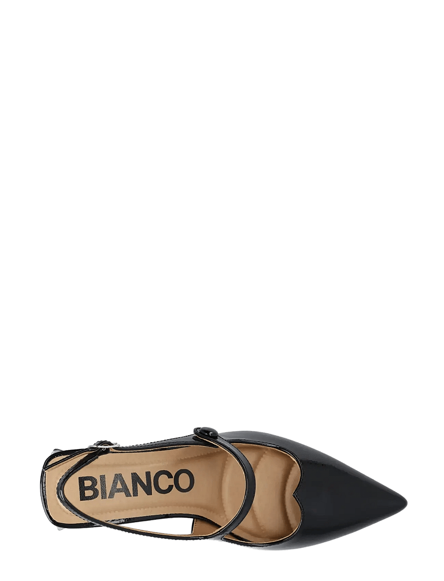 Bianco - BIAMARALYN Heart Mary Jane Slingback Faux Leather - högklackade slingbacks - black patent - 4