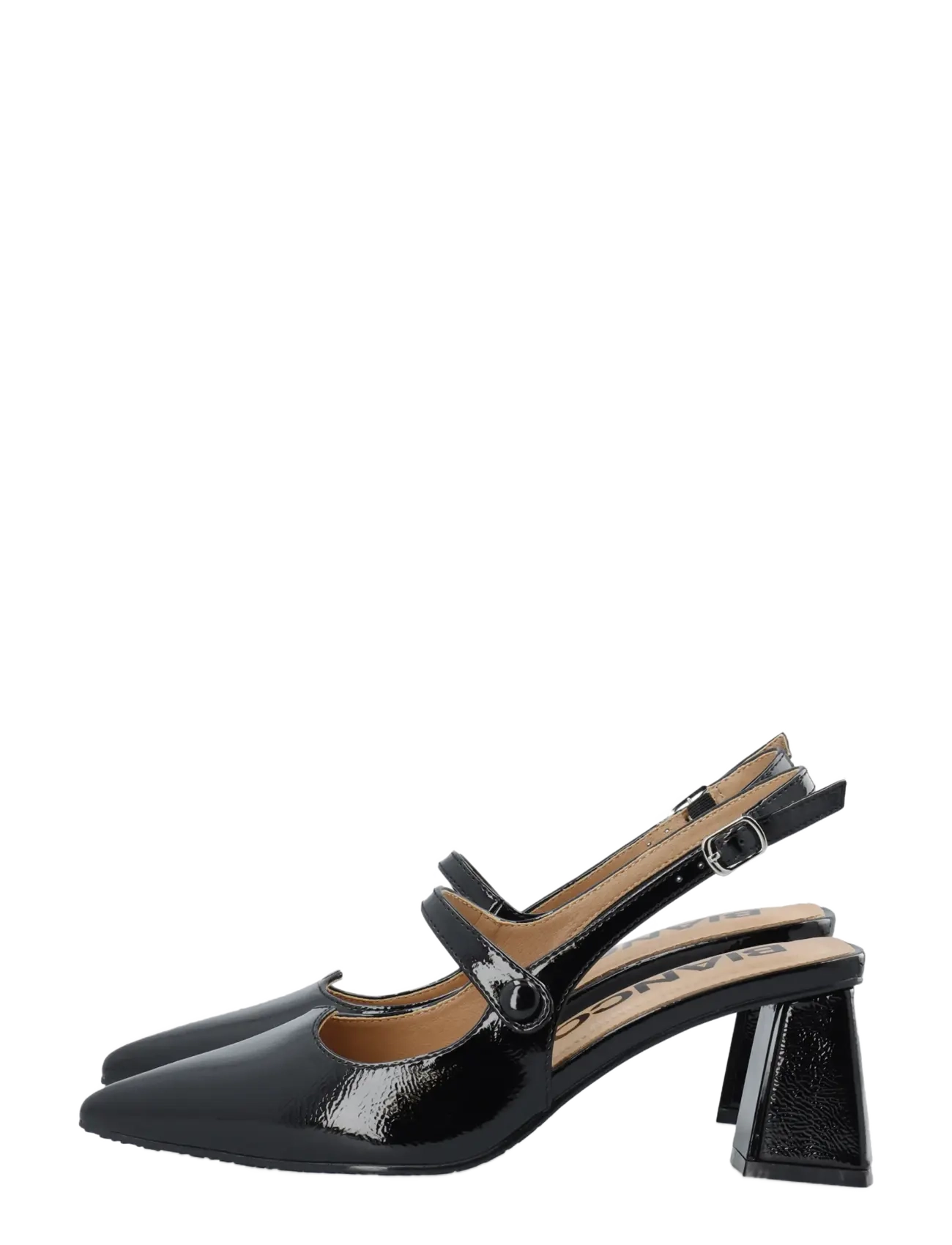 Bianco - BIAMARALYN Heart Mary Jane Slingback Faux Leather - högklackade slingbacks - black patent - 5