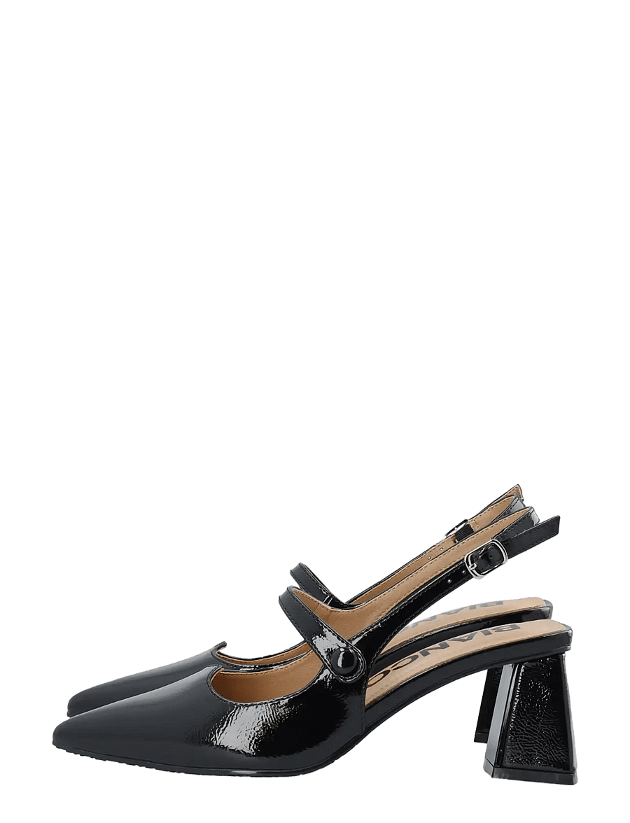 Bianco - BIAMARALYN Heart Mary Jane Slingback Faux Leather - högklackade slingbacks - black patent - 5