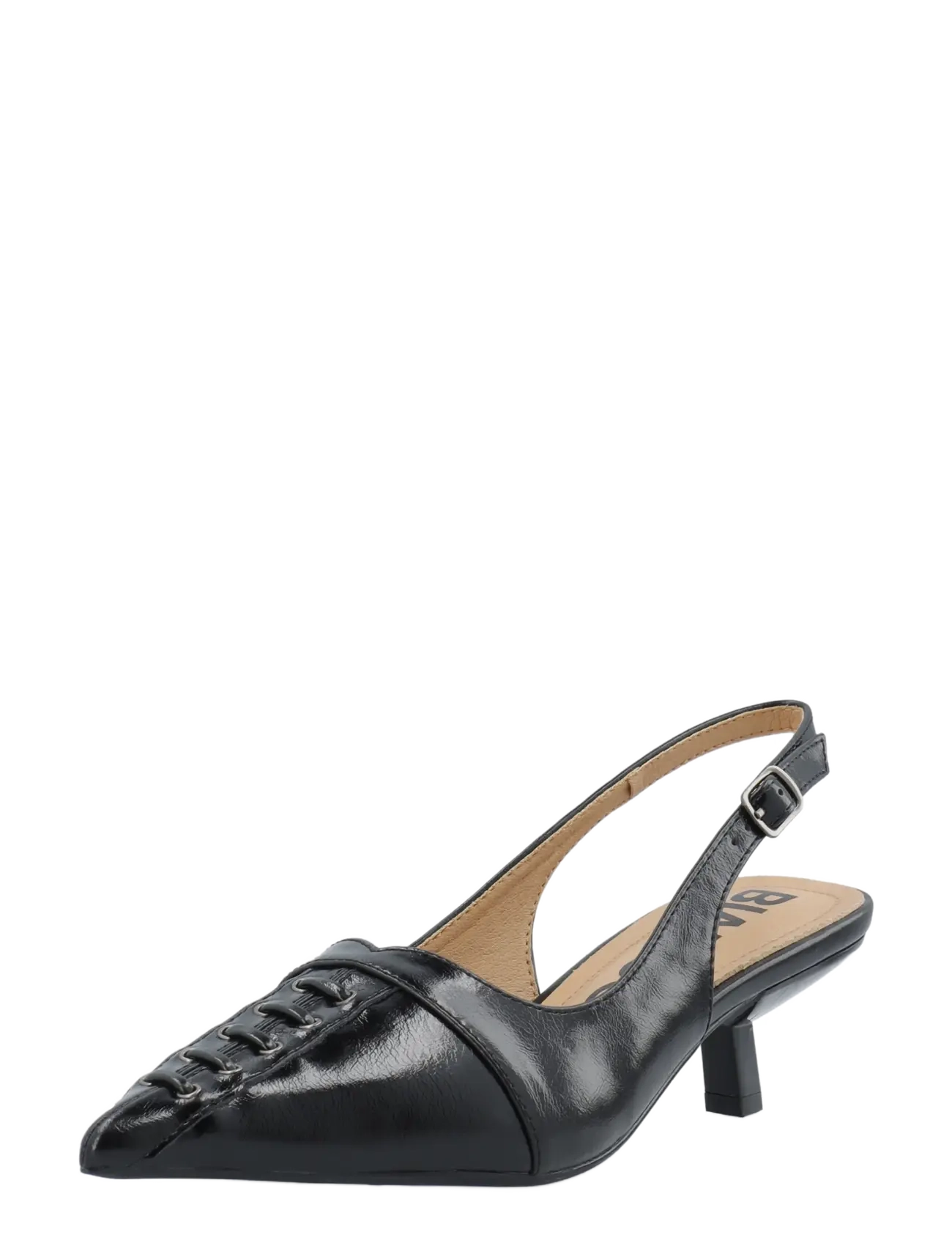Bianco BIAKRISTIN Lace Up Slingback Faux Leather - Slingbacks mit Absatz - BLACK PRATIA / black