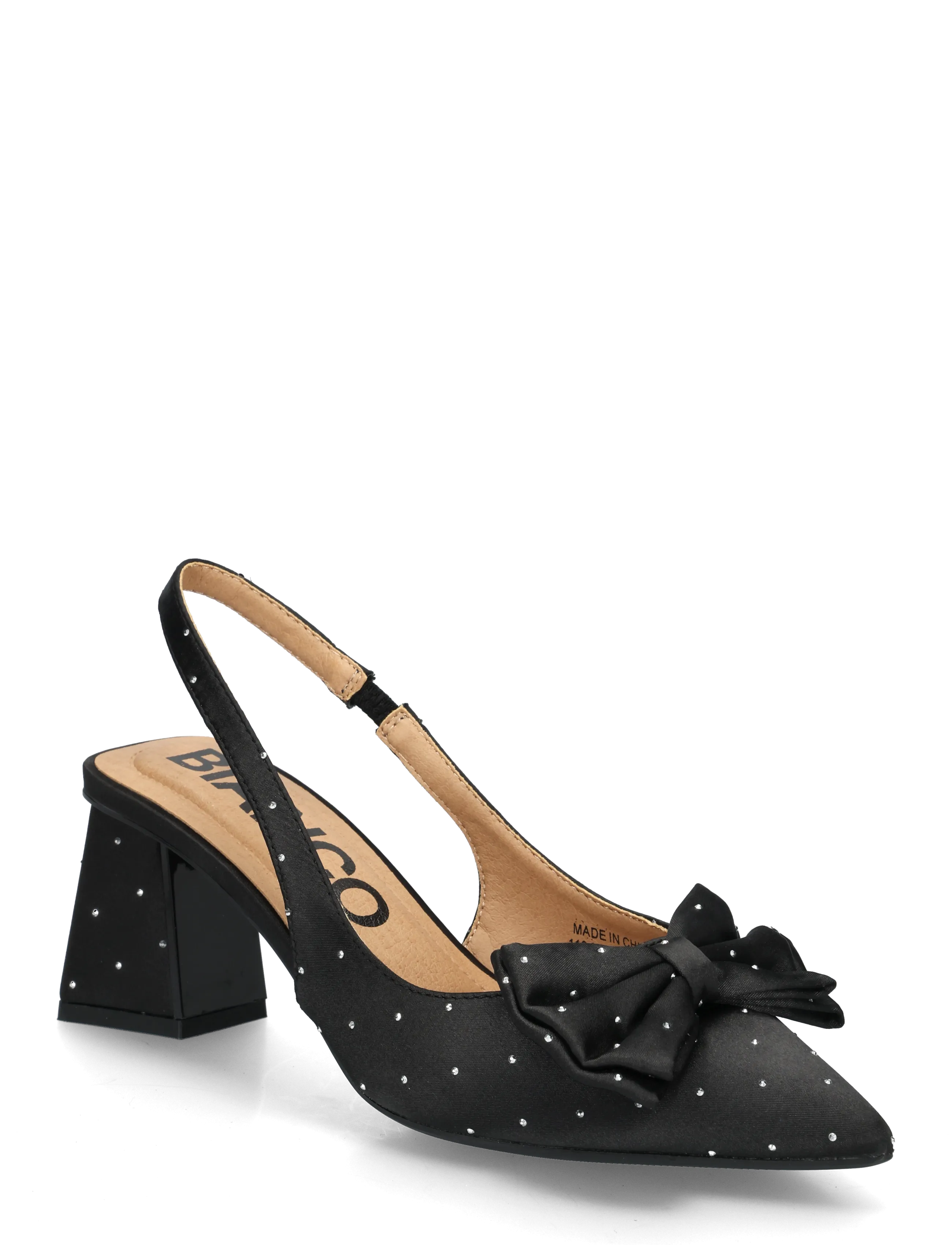 Bianco BIAMARALYN Slingback Bow Rhinestone Satin - Slingbacks mit Absatz - BLACK / black