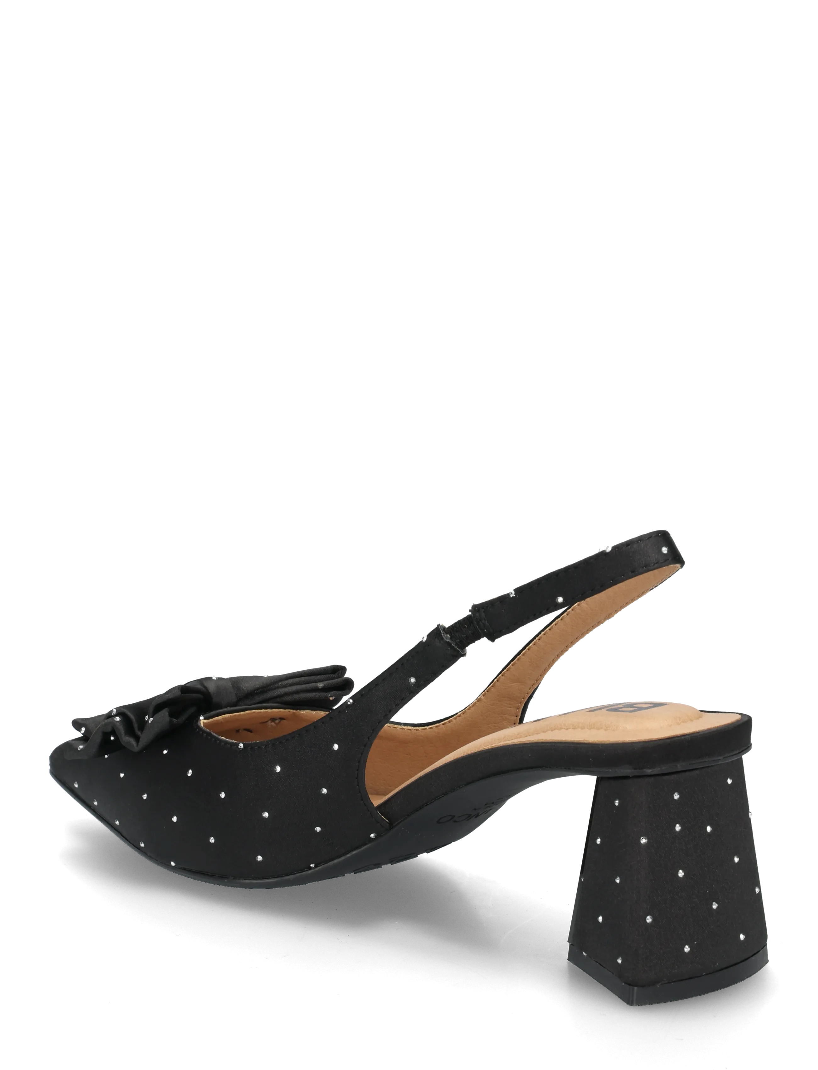 Bianco - BIAMARALYN Slingback Bow Rhinestone Satin - slingbacks mit absatz - black - 1
