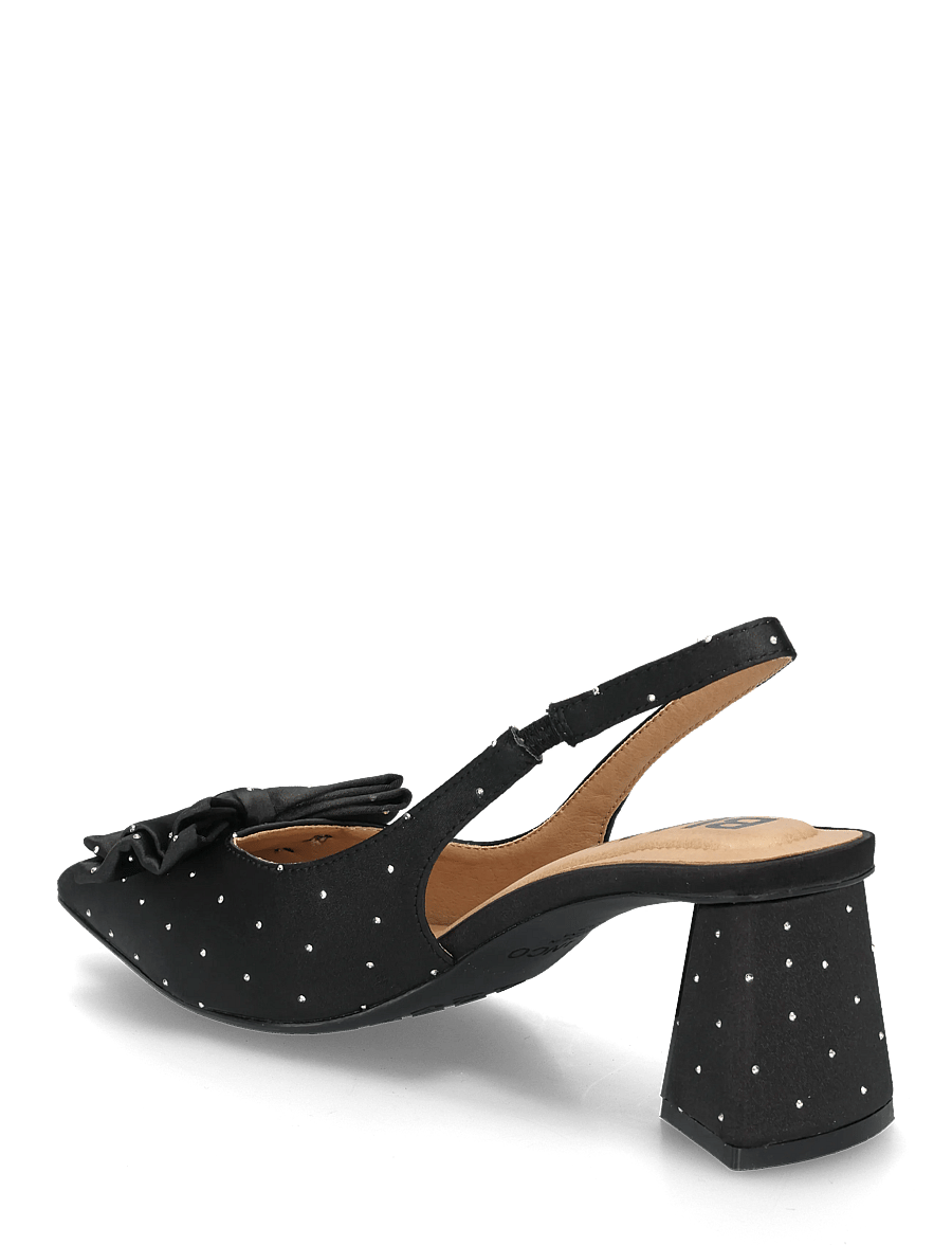 Bianco - BIAMARALYN Slingback Bow Rhinestone Satin - slingbacks mit absatz - black - 1
