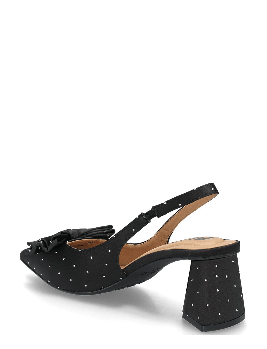 Bianco - BIAMARALYN Slingback Bow Rhinestone Satin - högklackade slingbacks - black - 1