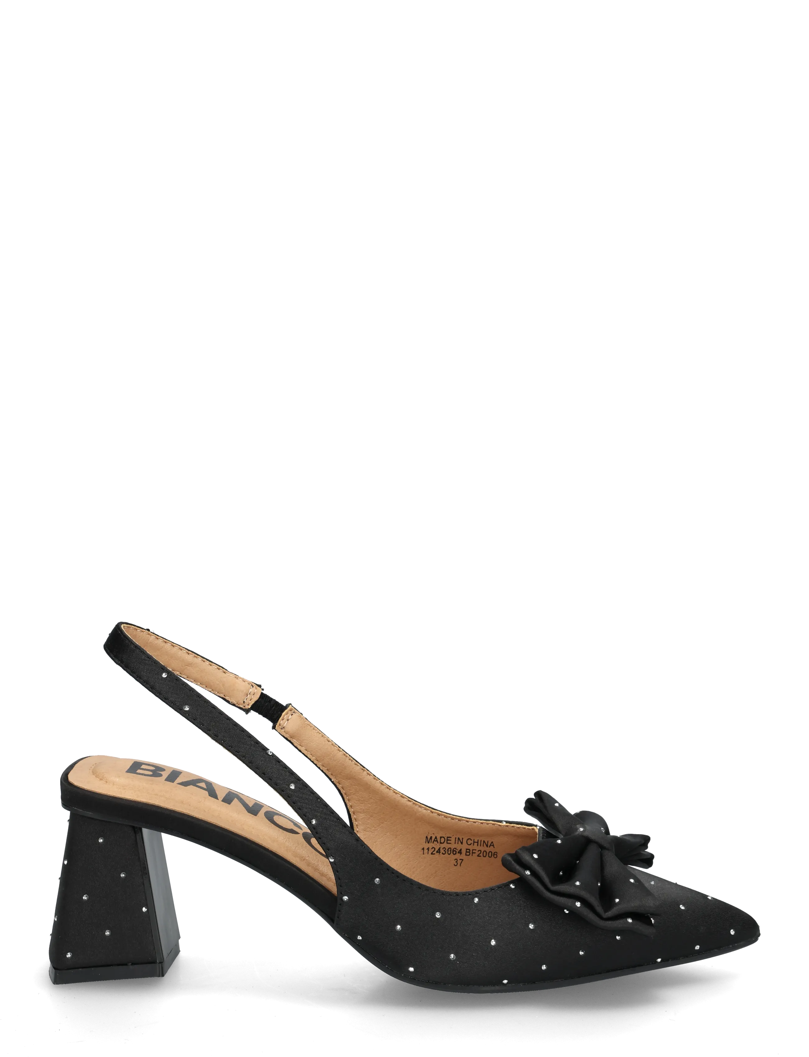 Bianco - BIAMARALYN Slingback Bow Rhinestone Satin - slingbacks mit absatz - black - 2
