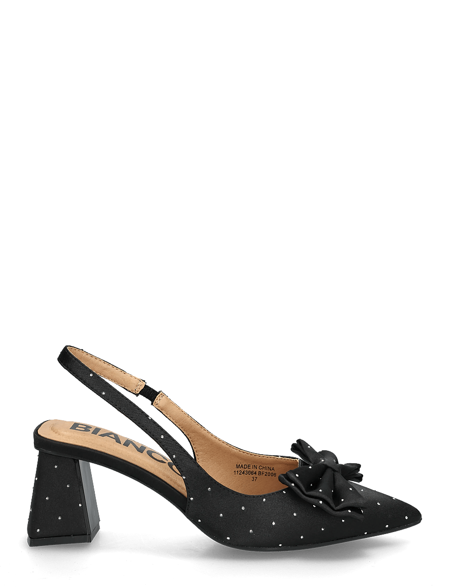 Bianco - BIAMARALYN Slingback Bow Rhinestone Satin - slingbacks mit absatz - black - 2