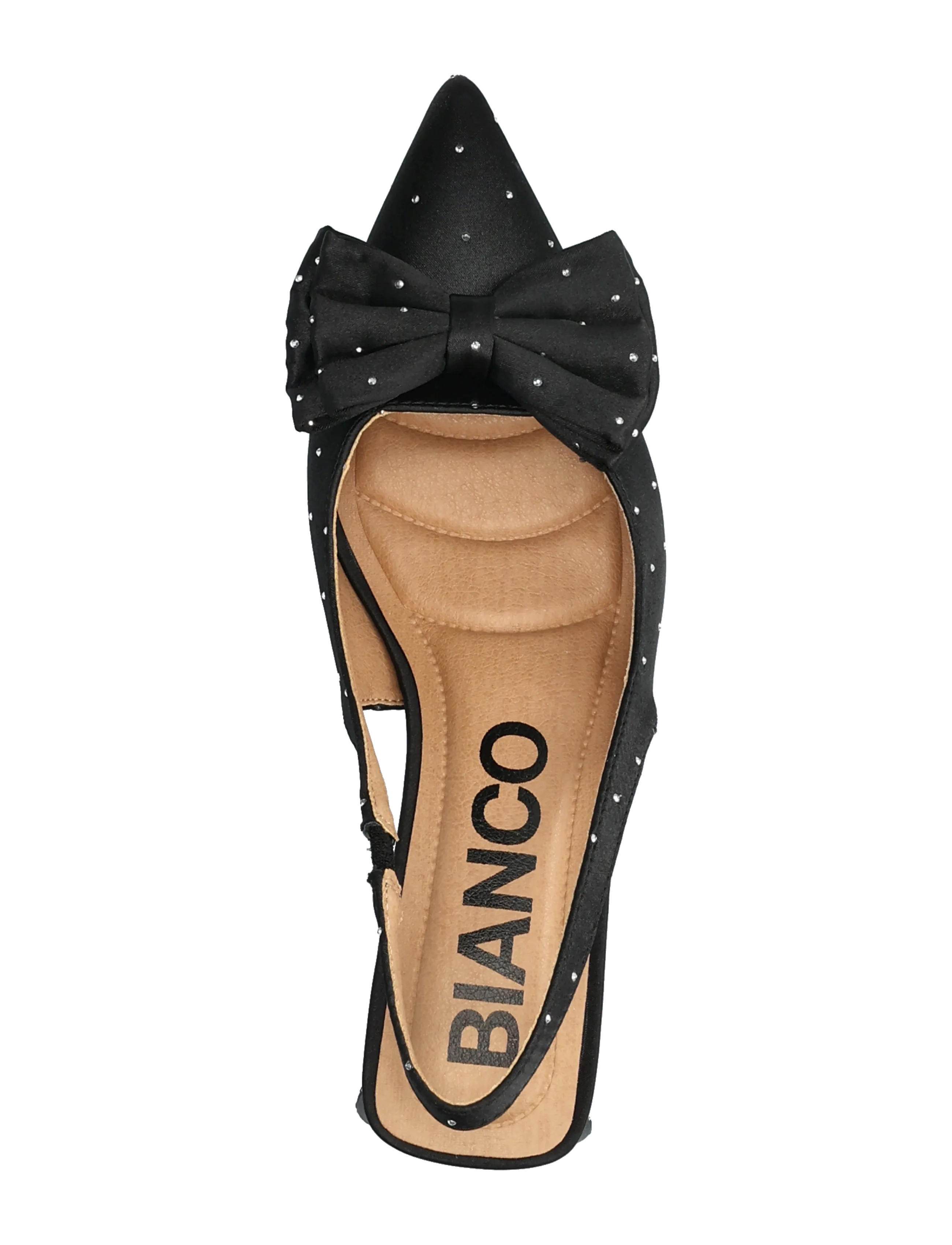 Bianco - BIAMARALYN Slingback Bow Rhinestone Satin - slingbacks mit absatz - black - 3