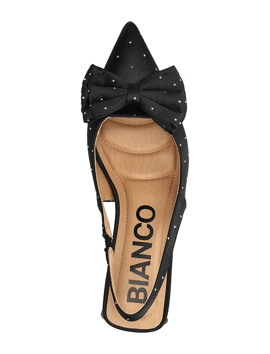 Bianco - BIAMARALYN Slingback Bow Rhinestone Satin - slingbacks mit absatz - black - 3