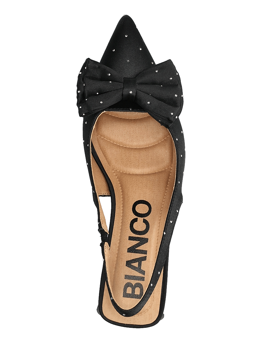 Bianco - BIAMARALYN Slingback Bow Rhinestone Satin - högklackade slingbacks - black - 3