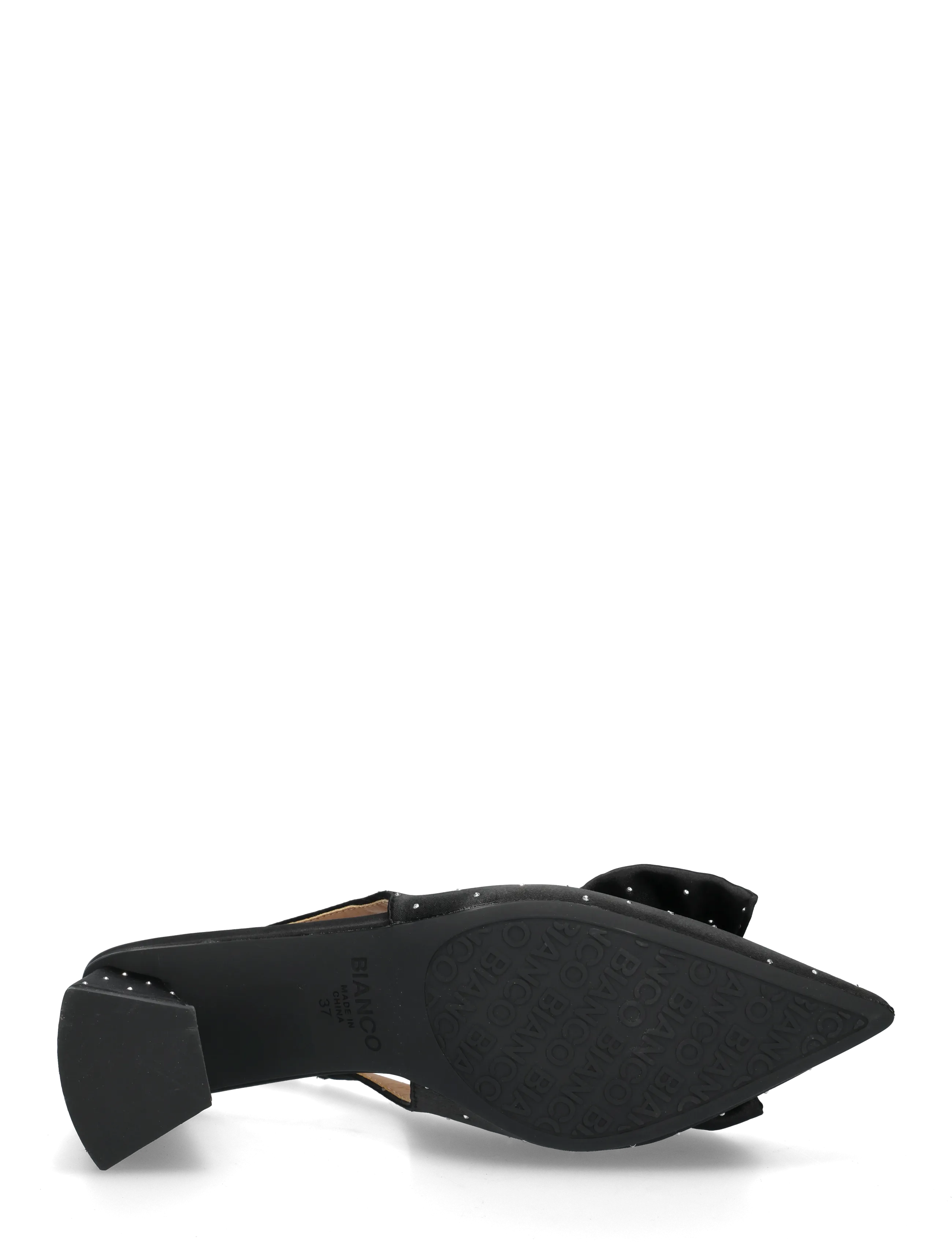 Bianco - BIAMARALYN Slingback Bow Rhinestone Satin - slingbacks mit absatz - black - 4