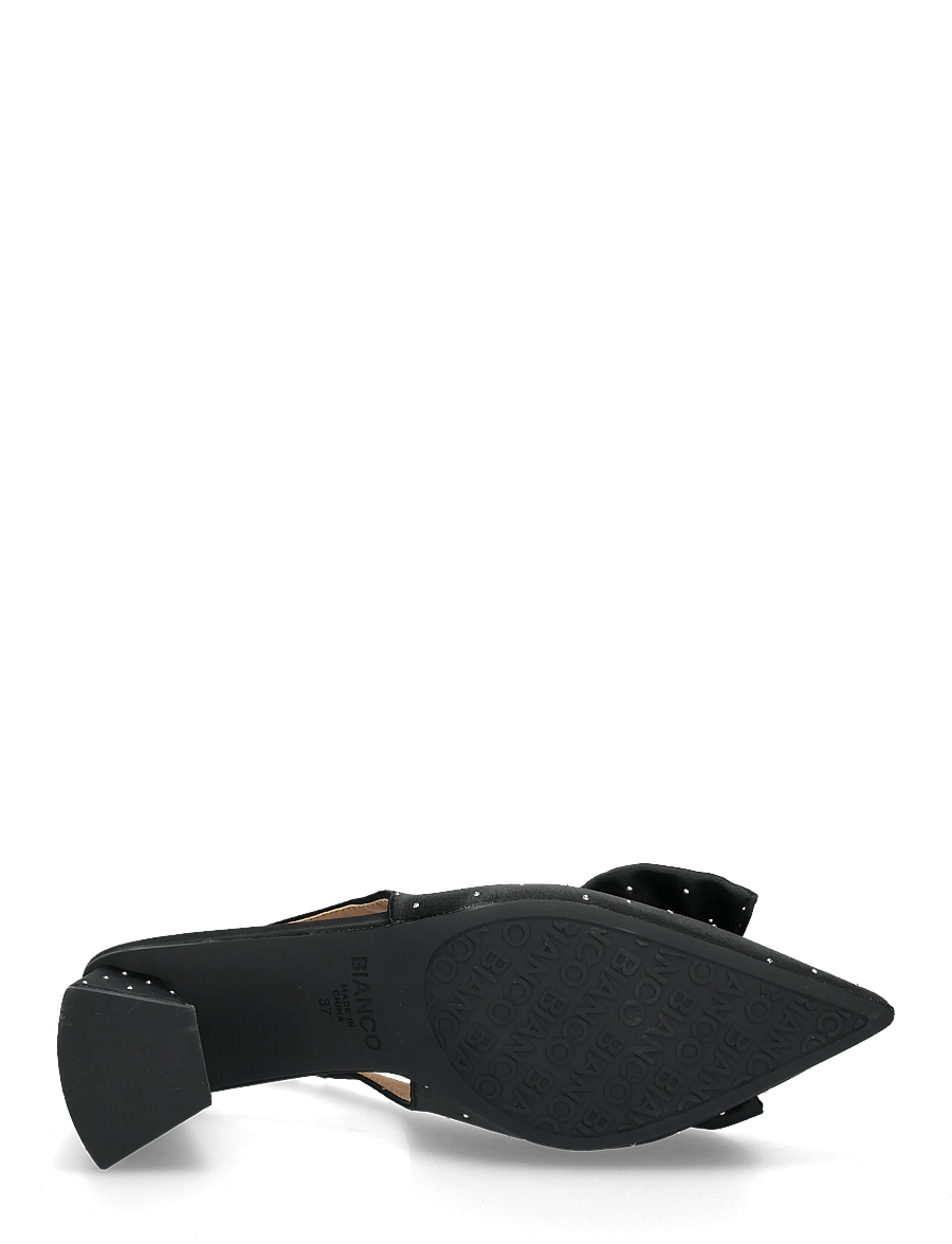 Bianco - BIAMARALYN Slingback Bow Rhinestone Satin - slingbacks mit absatz - black - 4