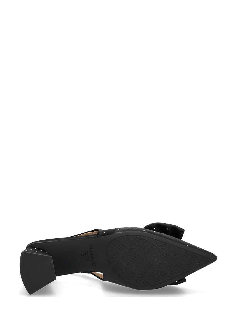 Bianco - BIAMARALYN Slingback Bow Rhinestone Satin - högklackade slingbacks - black - 4