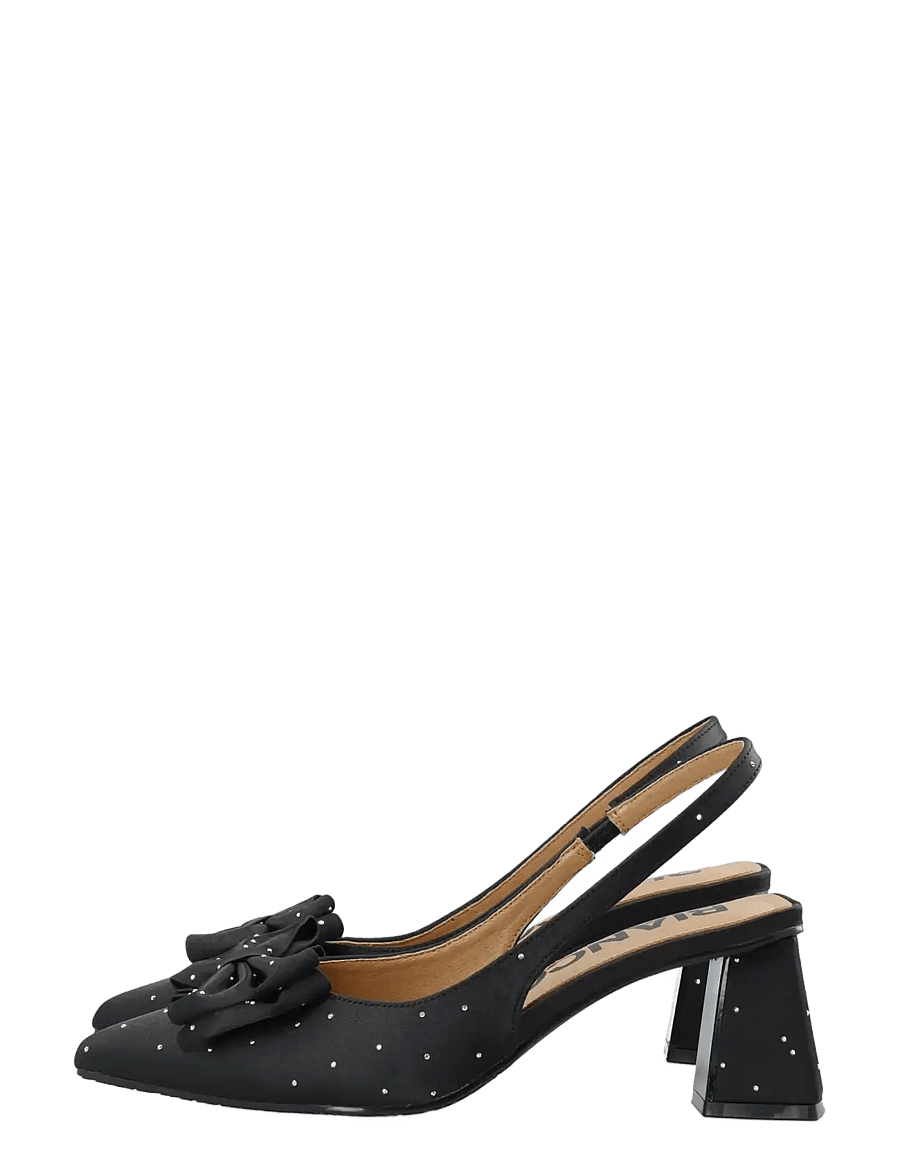 Bianco - BIAMARALYN Slingback Bow Rhinestone Satin - högklackade slingbacks - black - 5
