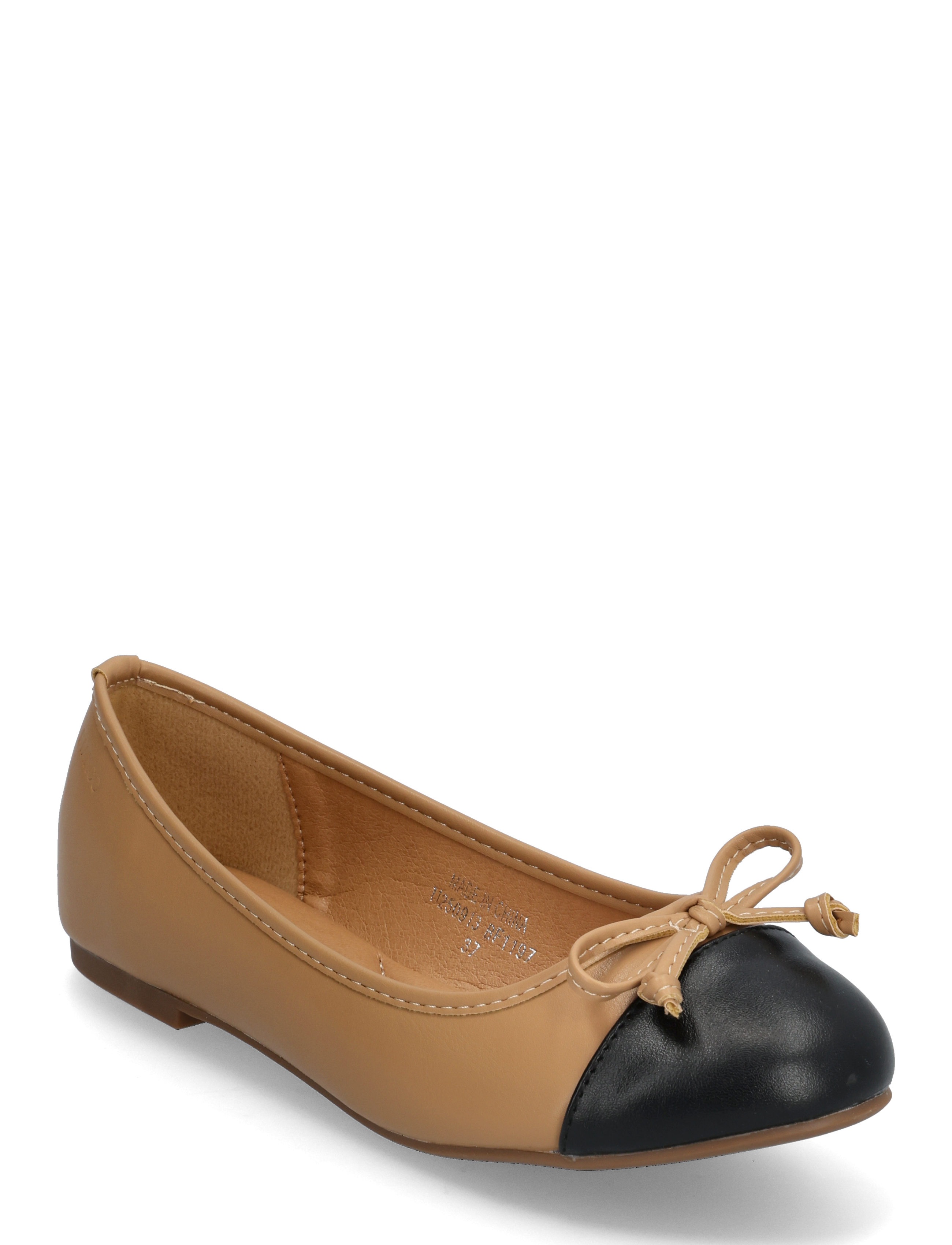 Bianco BIACELINE Ballerina Toecap Faux Leather - Baleriinad - NUDE/BLACK / brown