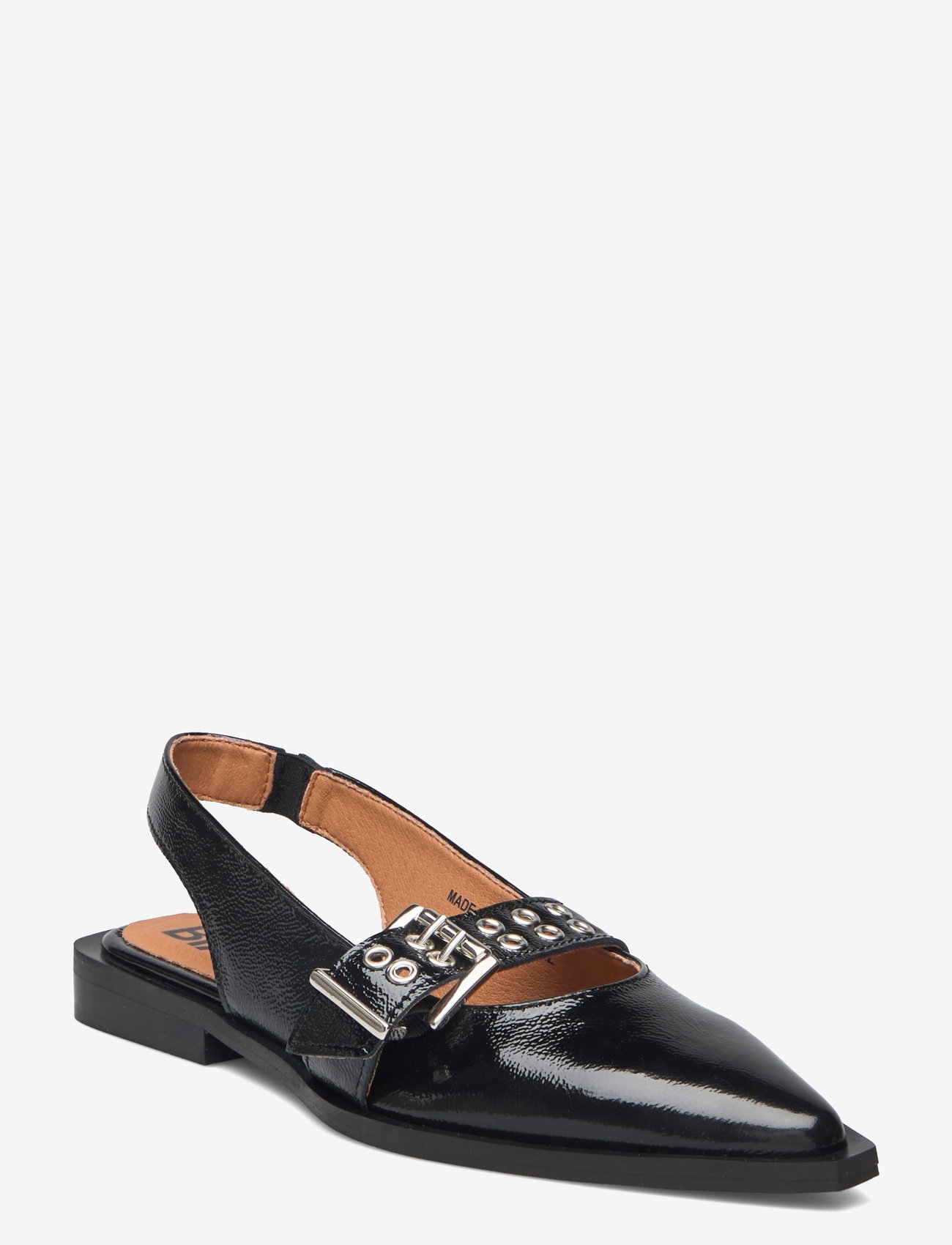 Bianco - BIAVICTORIA Single Buckle Slingback Leather - platta slingbacks - black nappalak - 0